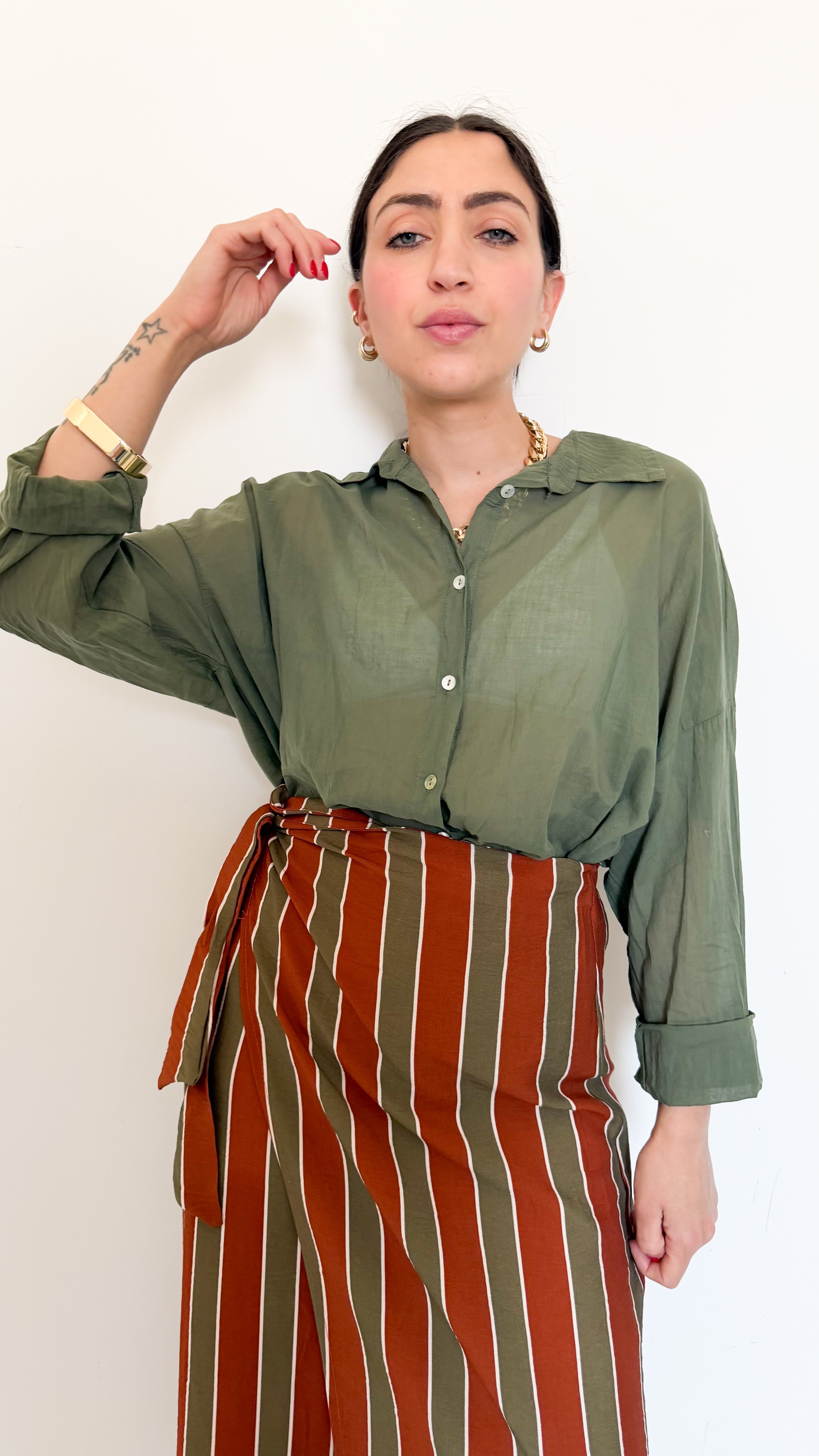 Camicia Verde In Cotone