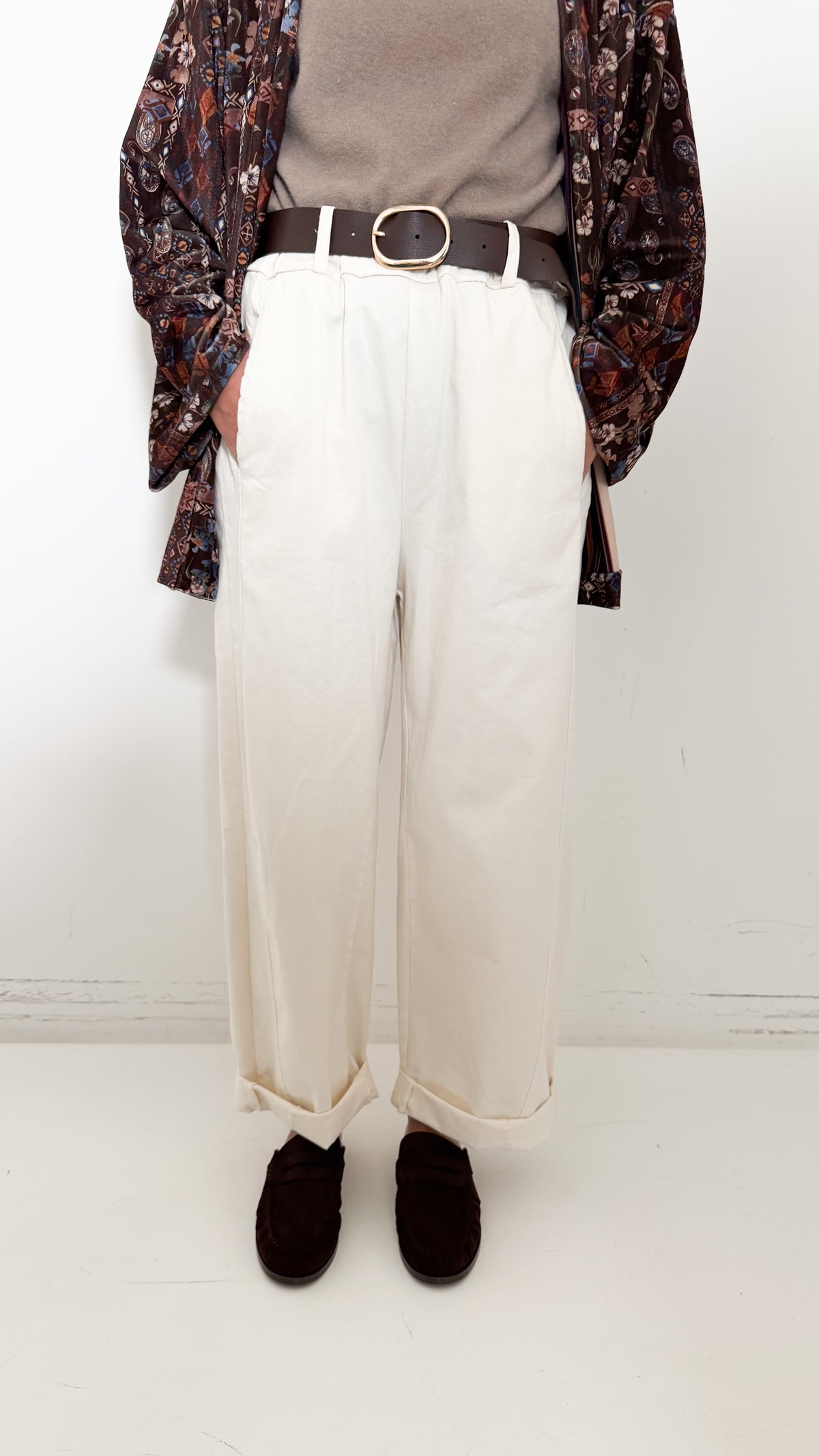 Pantaloni Balloon Burro In Cotone