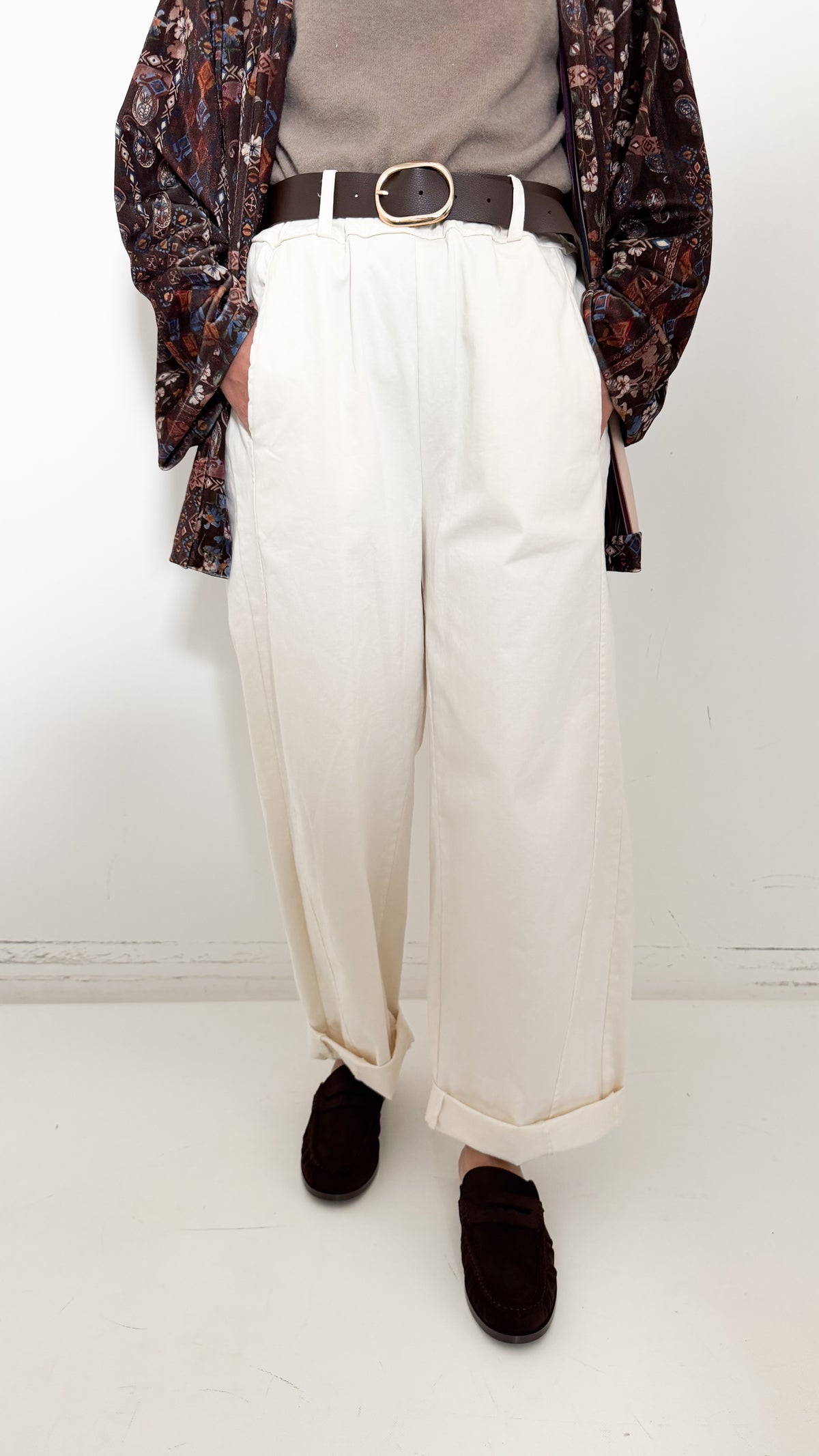 Pantaloni Balloon Burro In Cotone