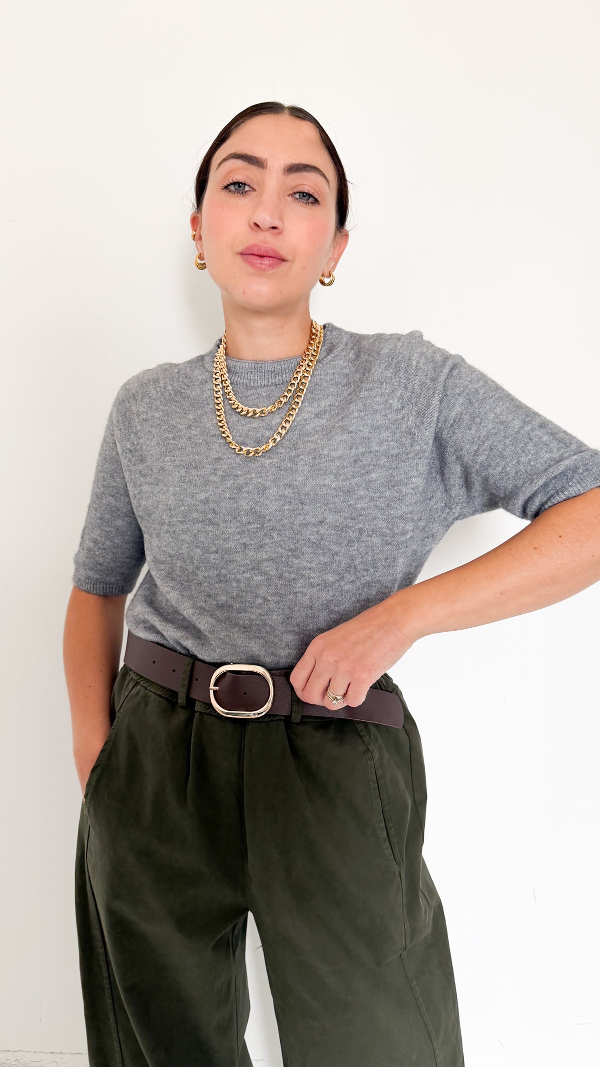 Pull Mezza Manica Grigio