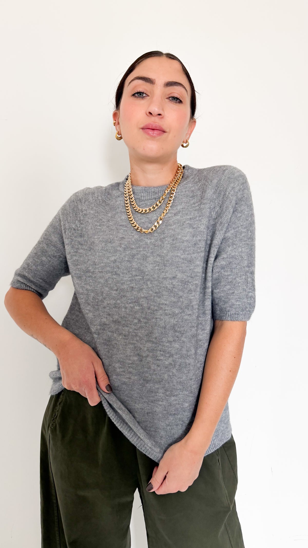 Pull Mezza Manica Grigio