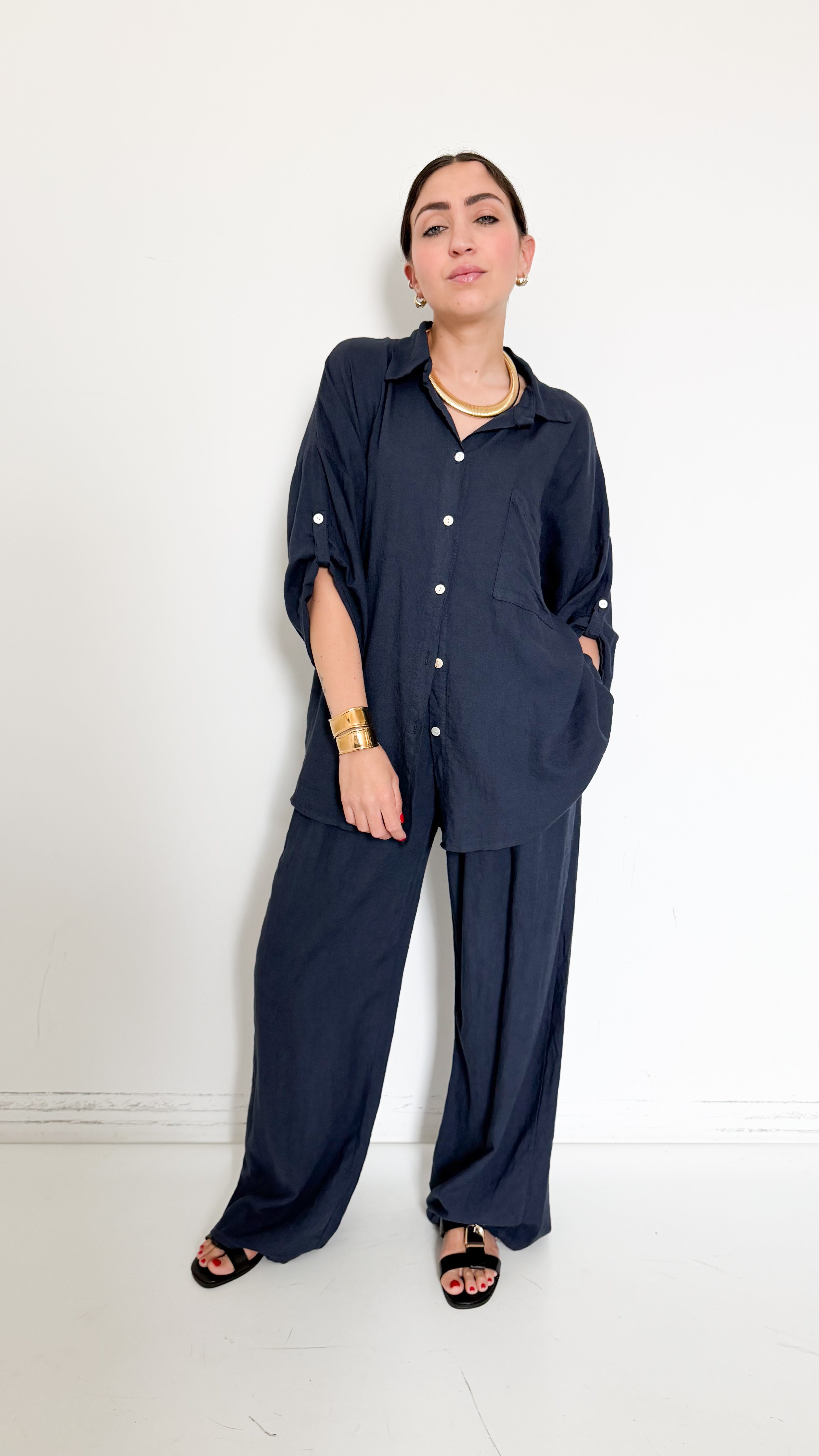 Coordinato Blu Con Camicia