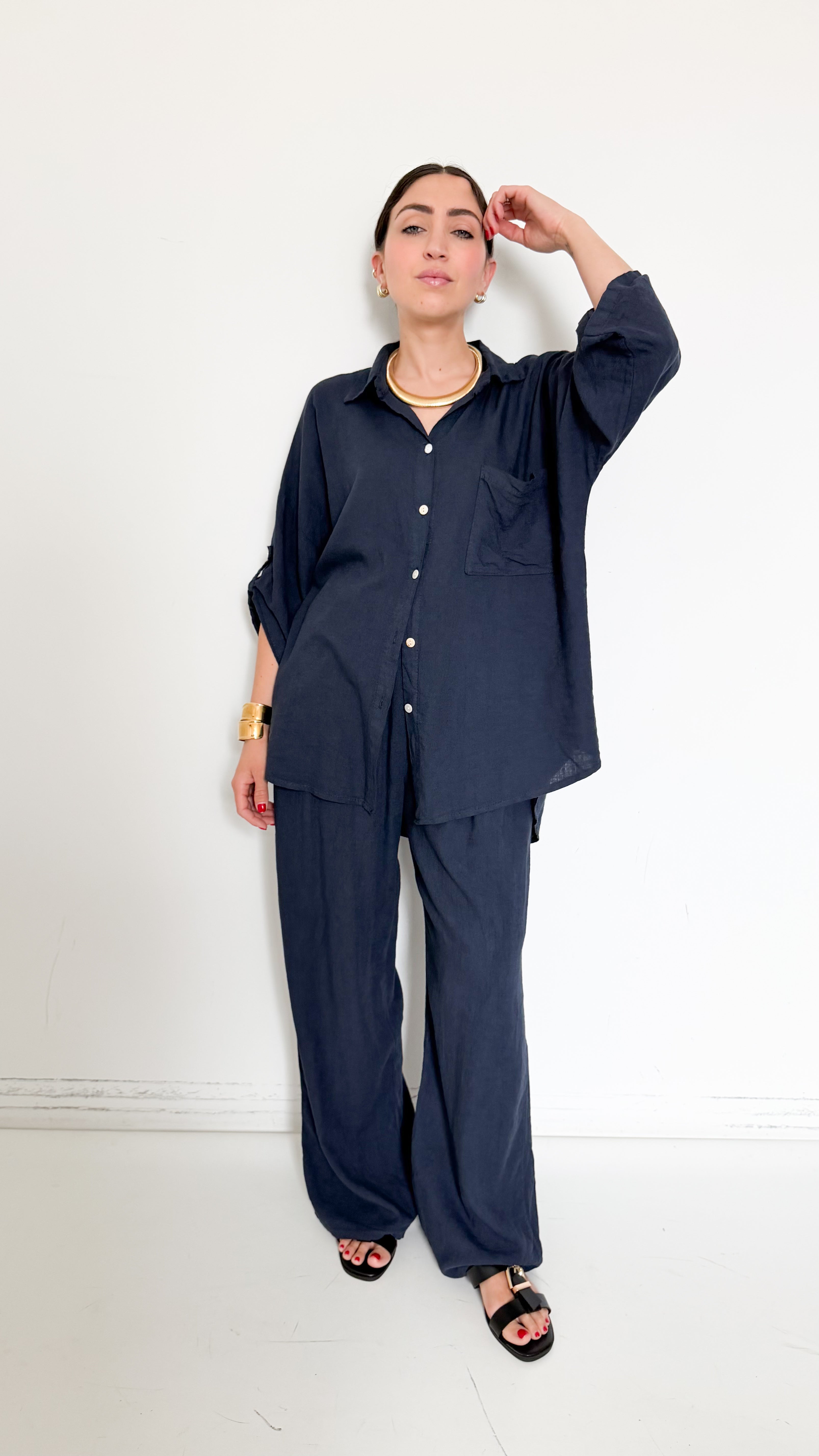 Coordinato Blu Con Camicia