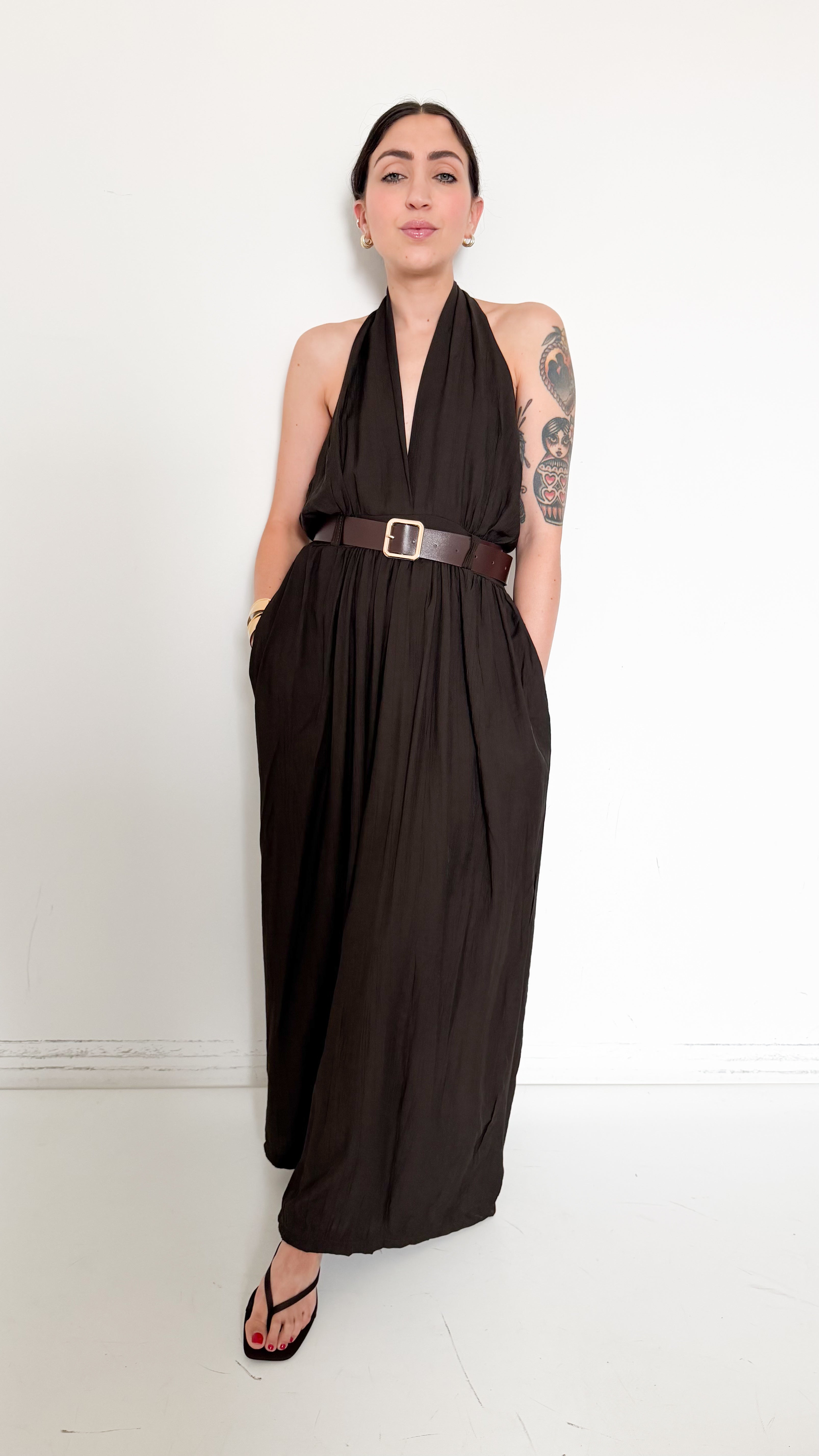 Tuta Marrone Con Cintura