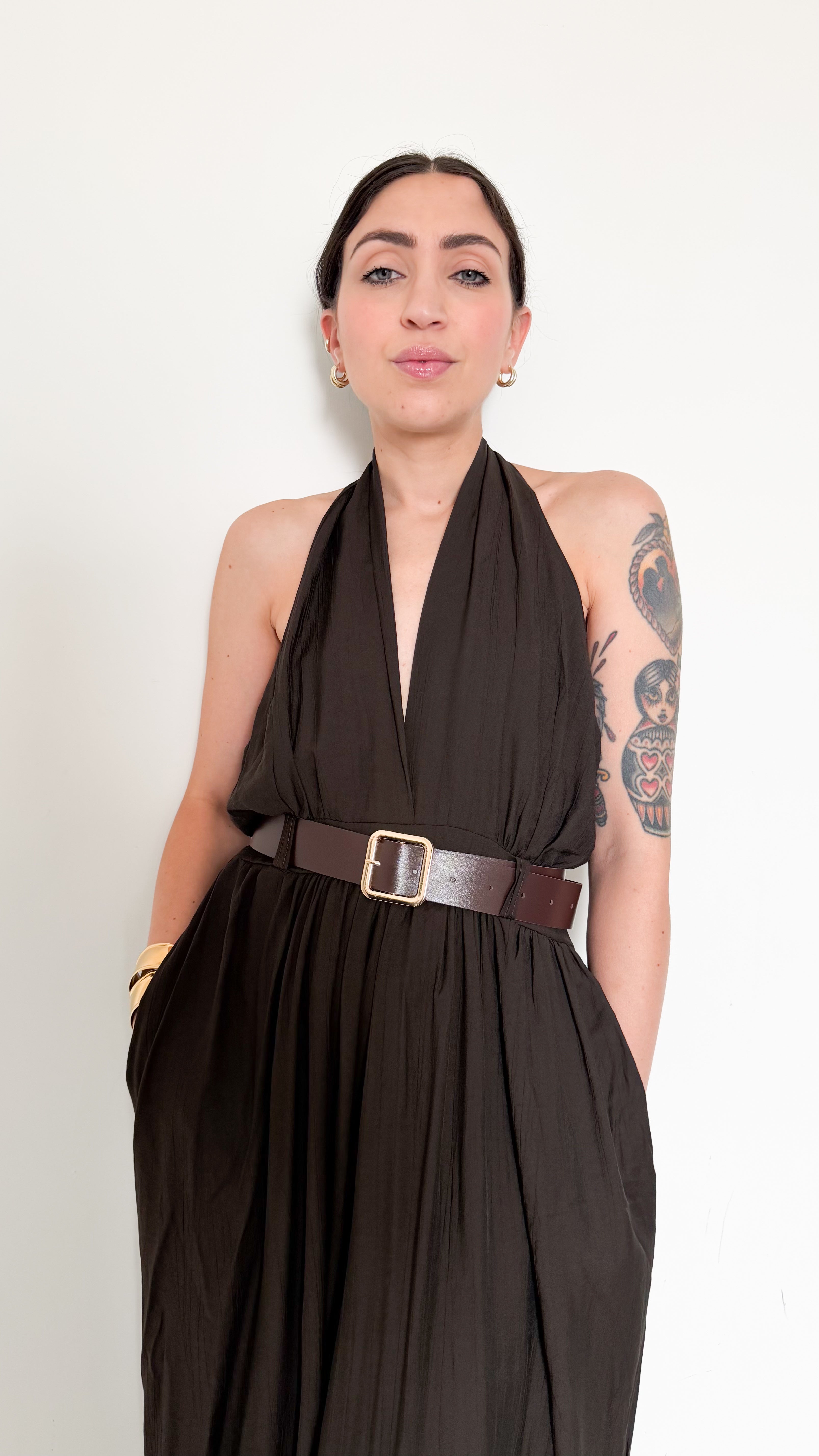 Tuta Marrone Con Cintura