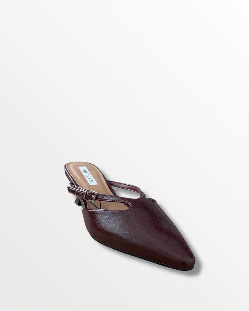 Mules Bordeaux Con Tacco