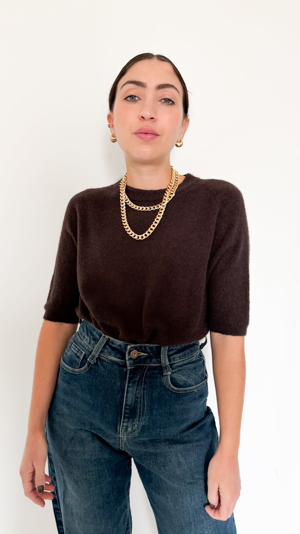 Pull Mezza Manica Marrone