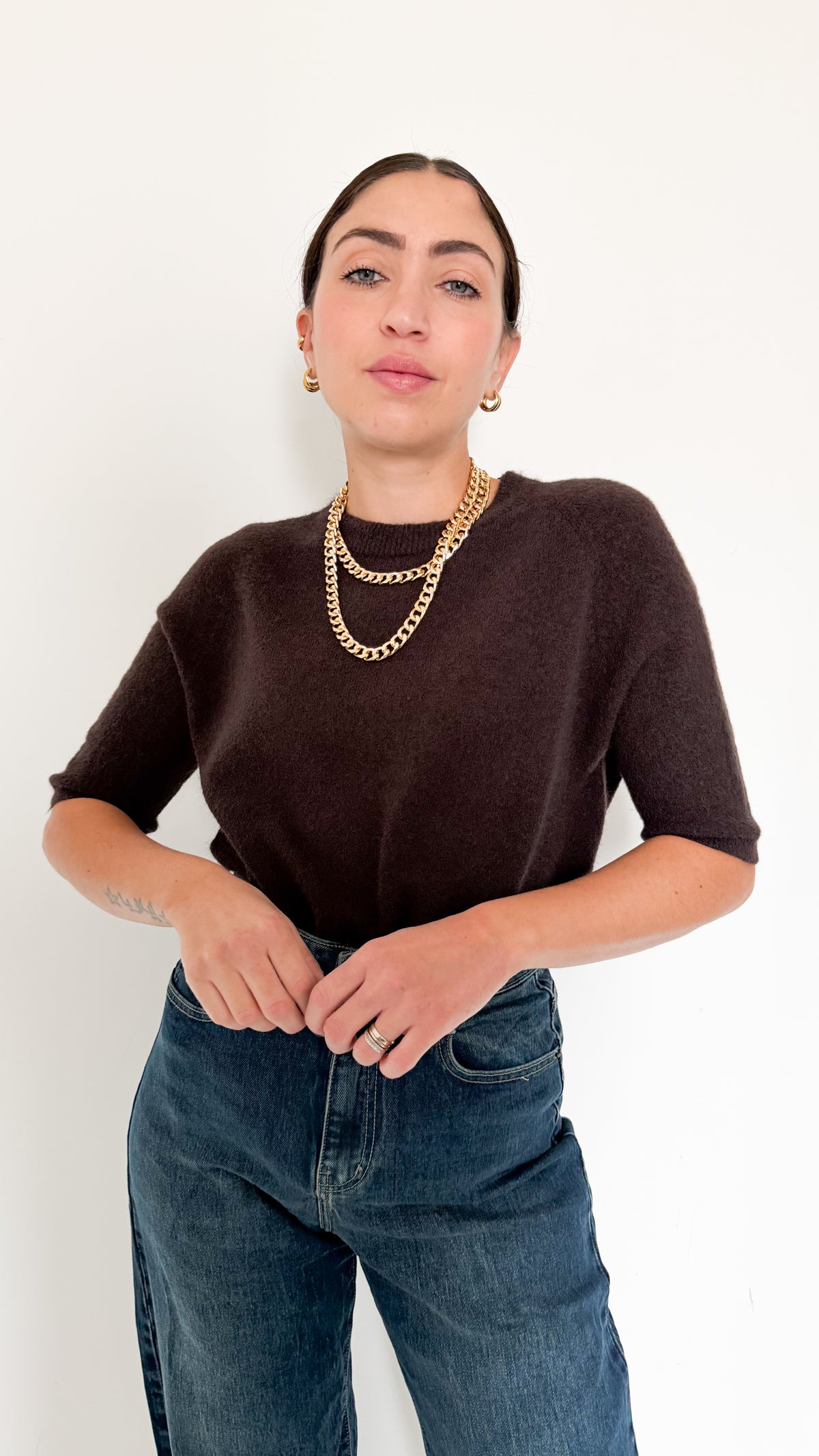 Pull Mezza Manica Marrone