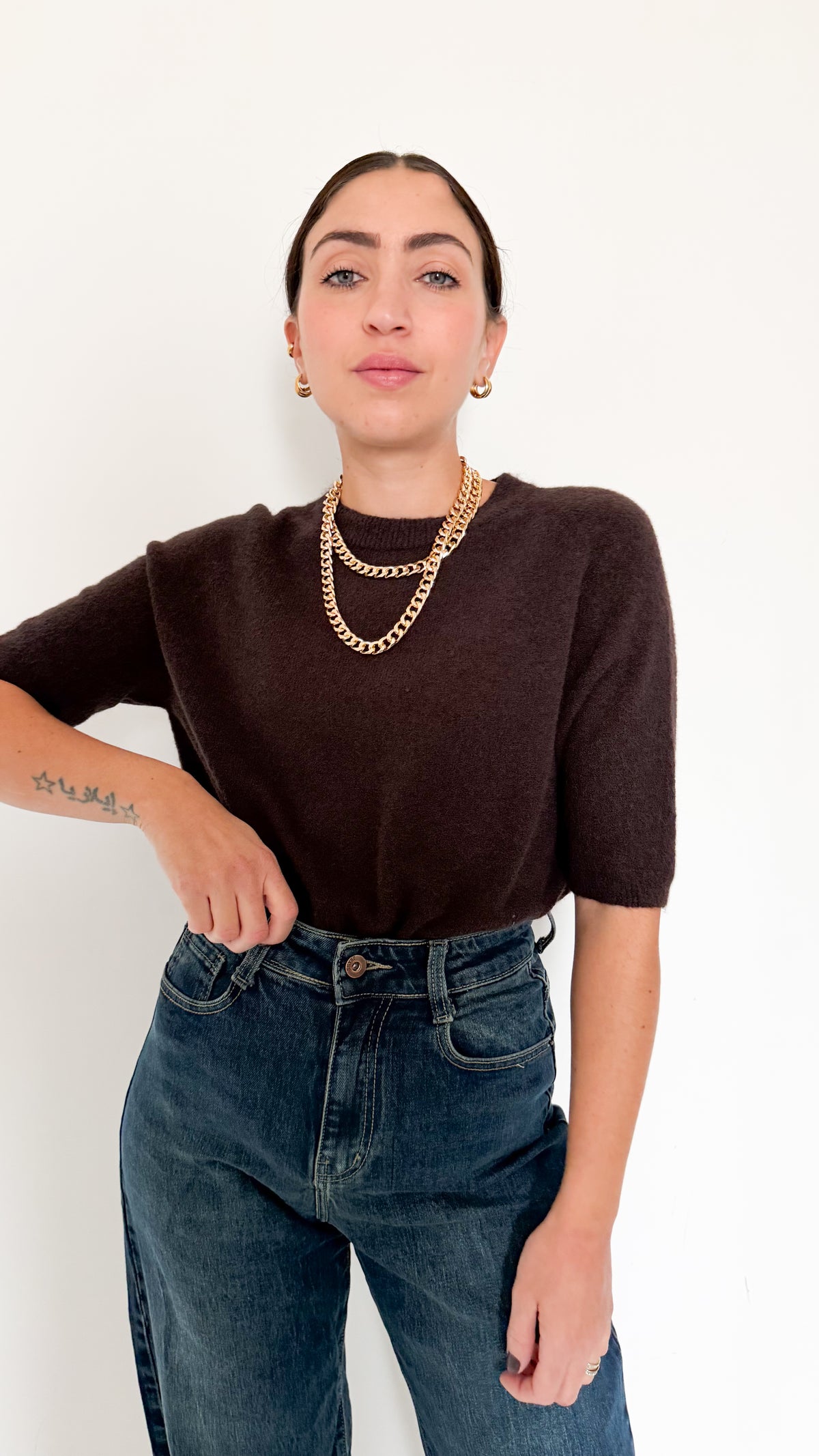 Pull Mezza Manica Marrone
