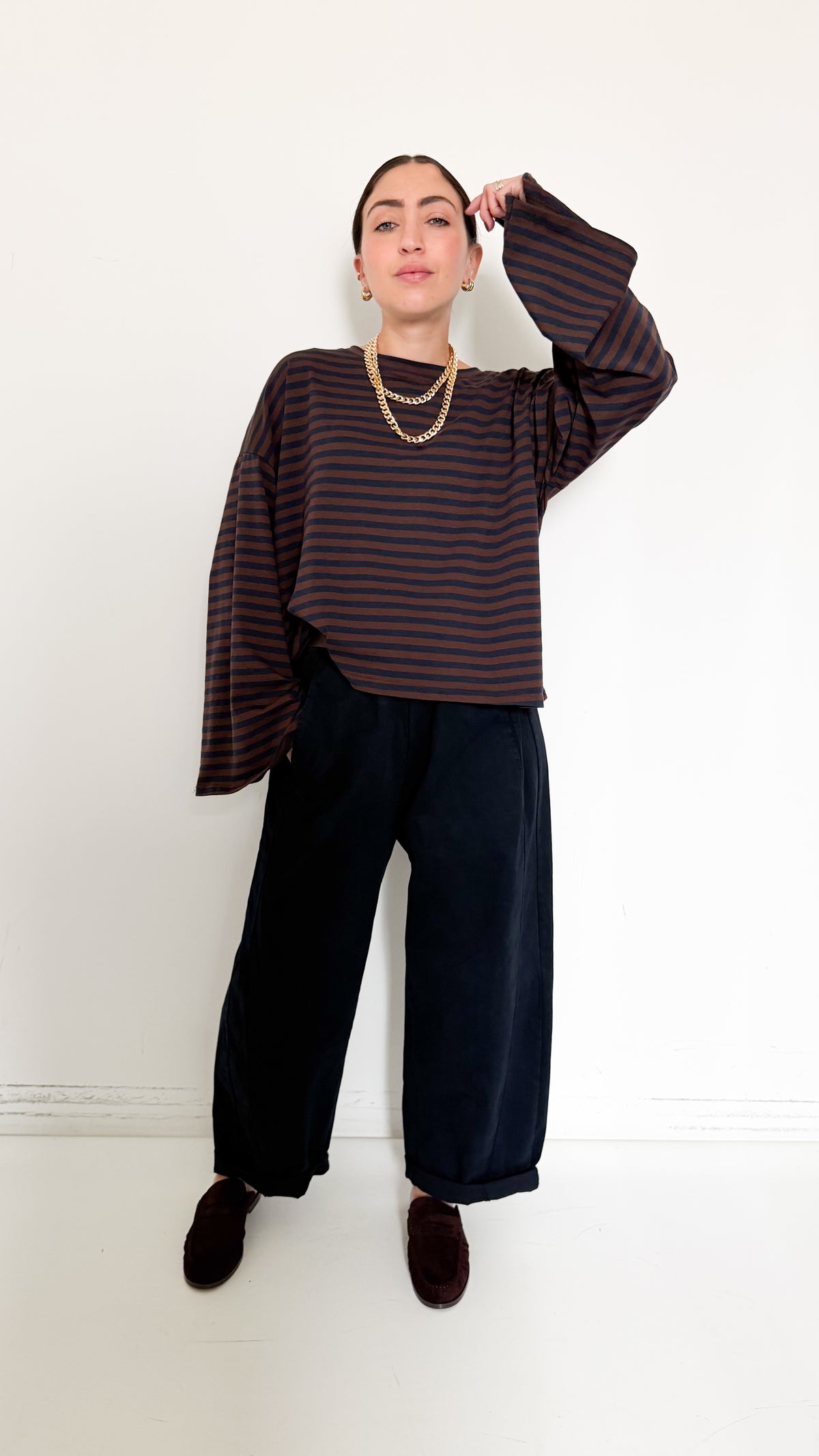 Pantaloni Balloon Blu In Cotone
