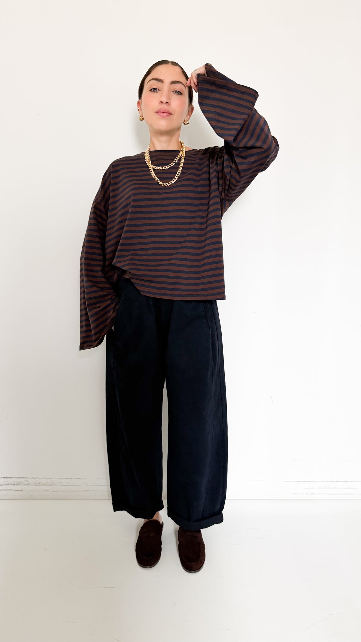 Pantaloni Balloon Blu In Cotone