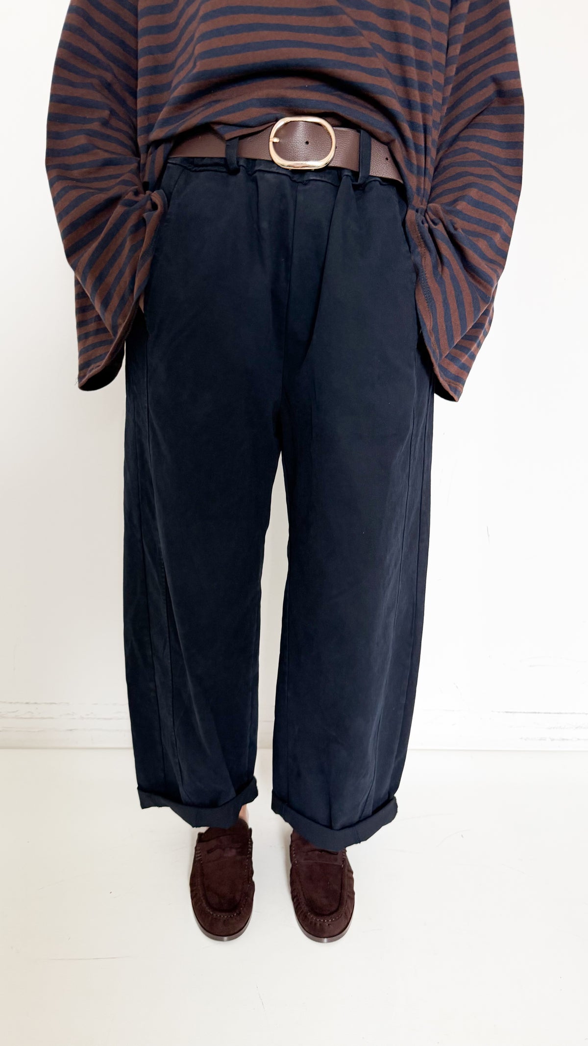 Pantaloni Balloon Blu In Cotone