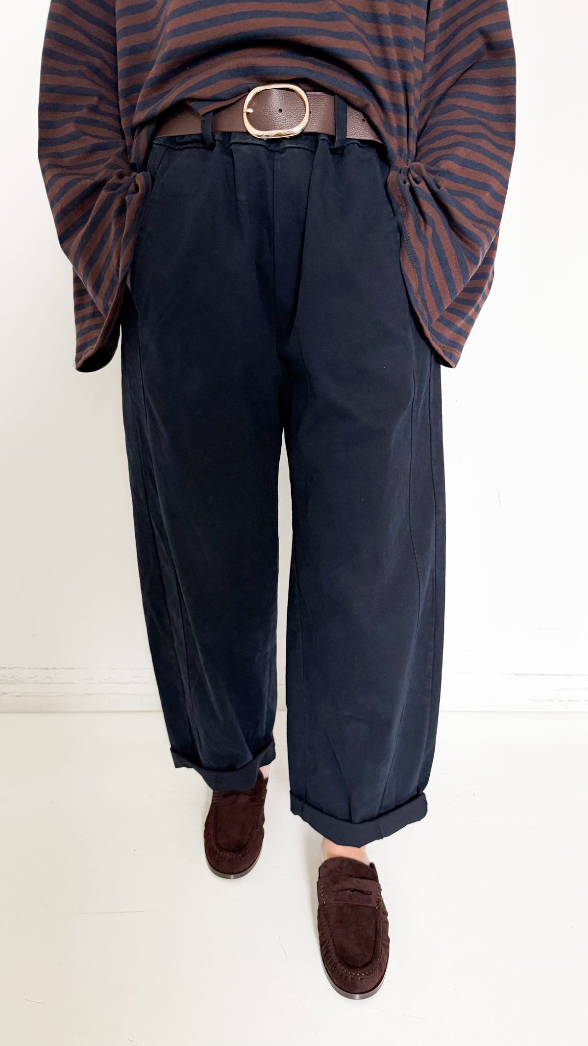 Pantaloni Balloon Blu In Cotone