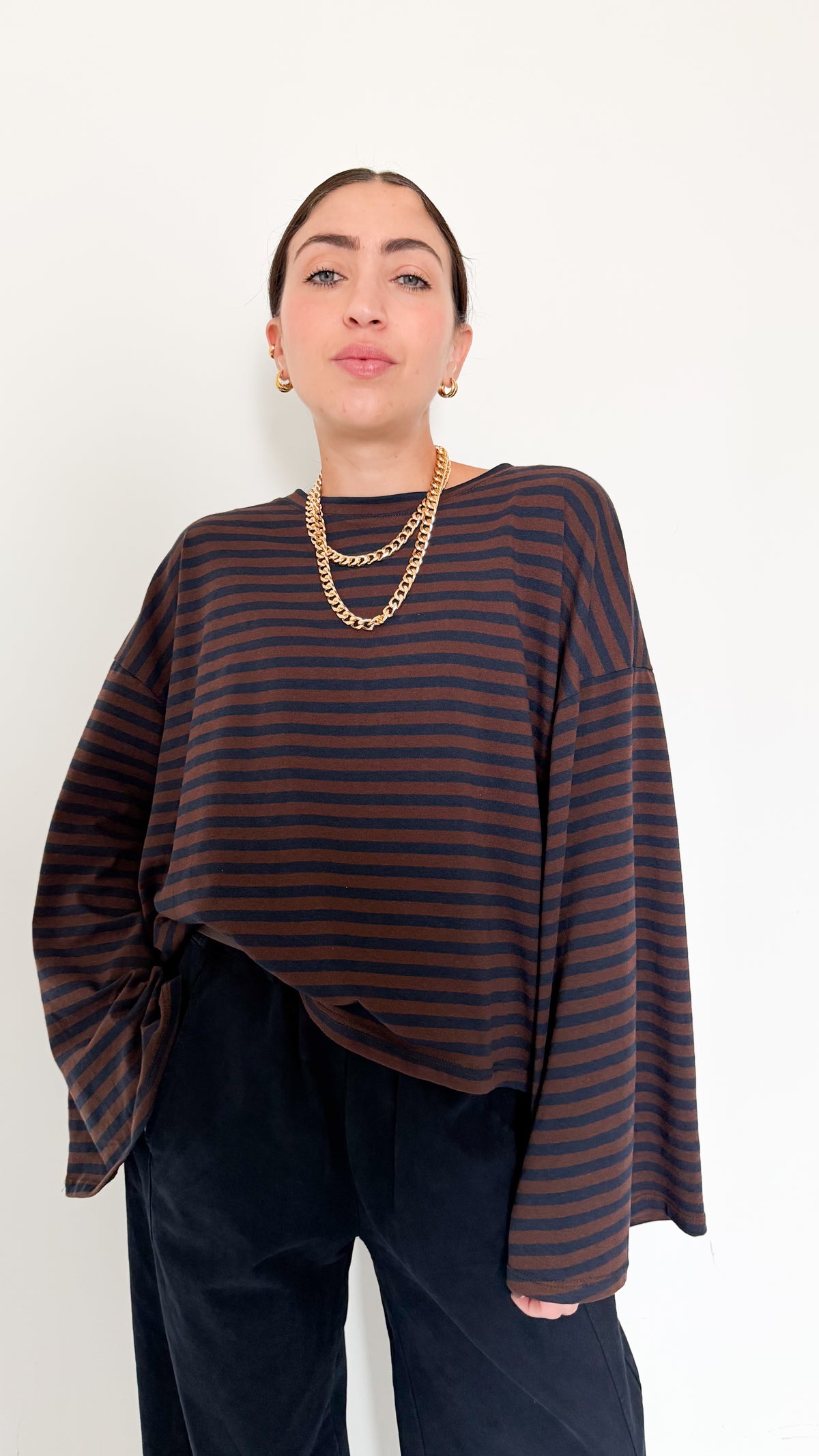 Maglia Blu A Righe Manica A Campana