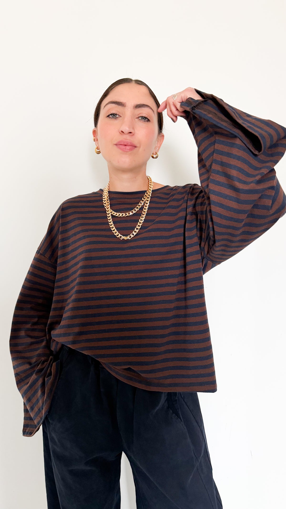 Maglia Blu A Righe Manica A Campana