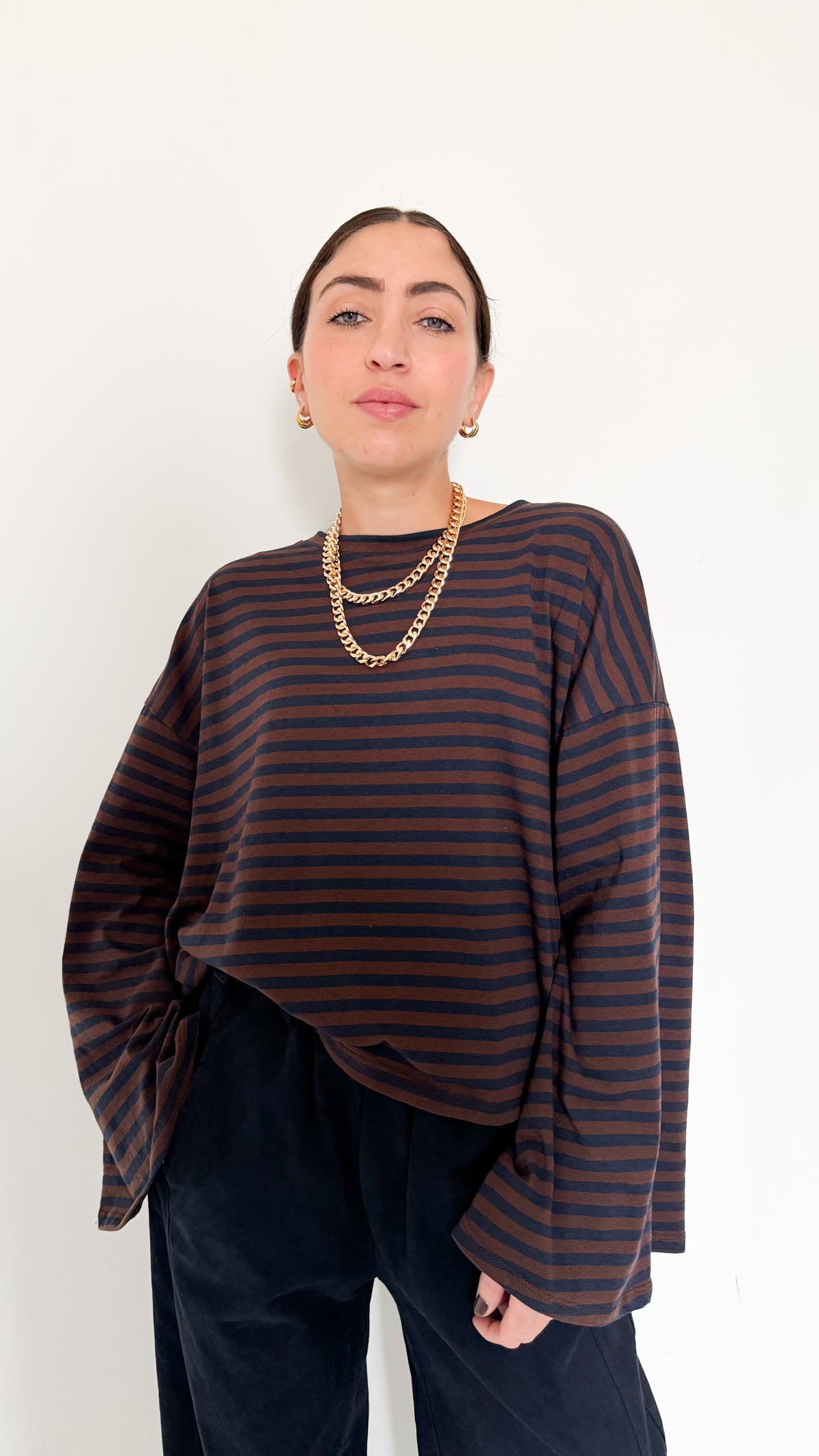 Maglia Blu A Righe Manica A Campana