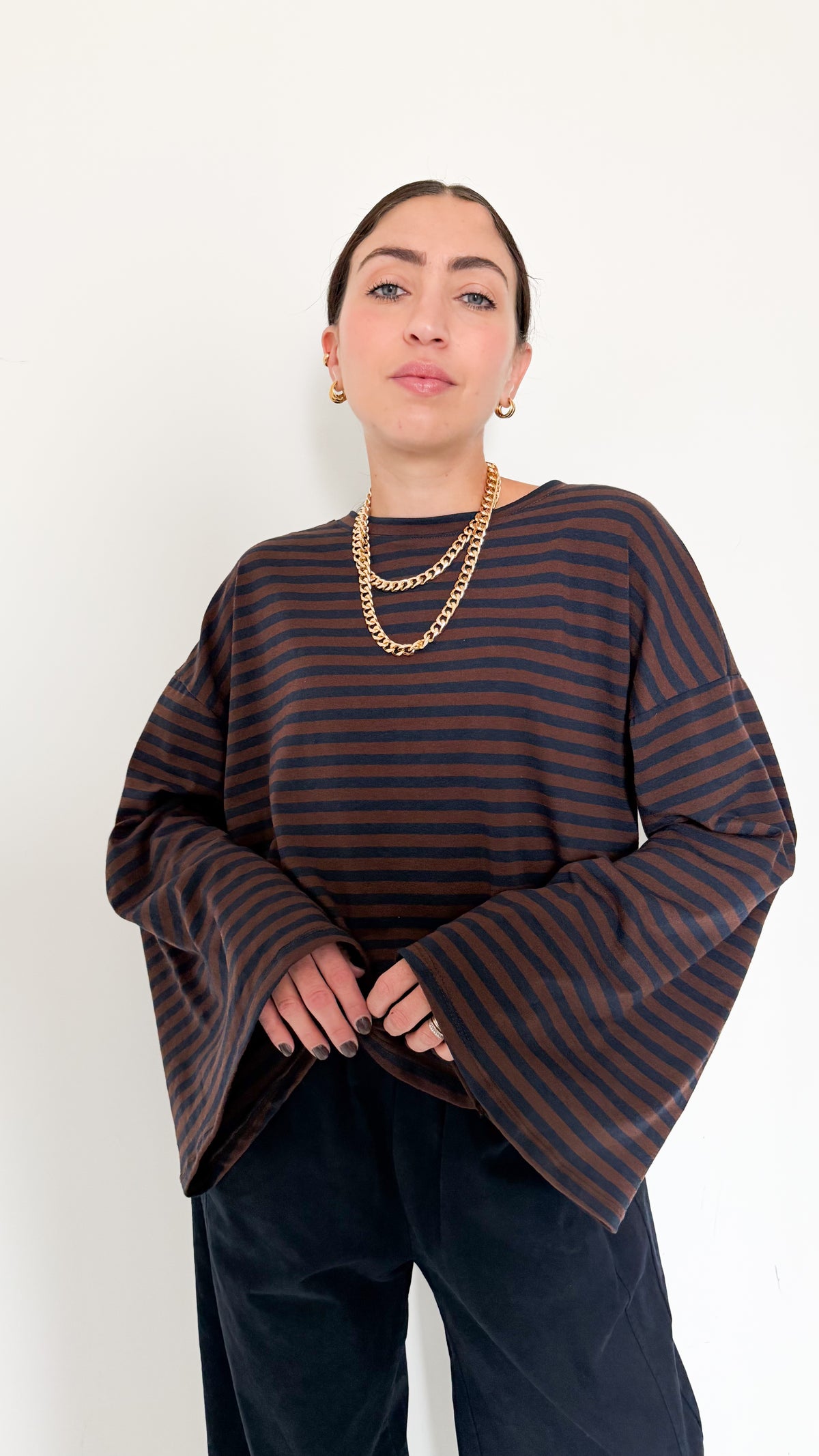 Maglia Blu A Righe Manica A Campana