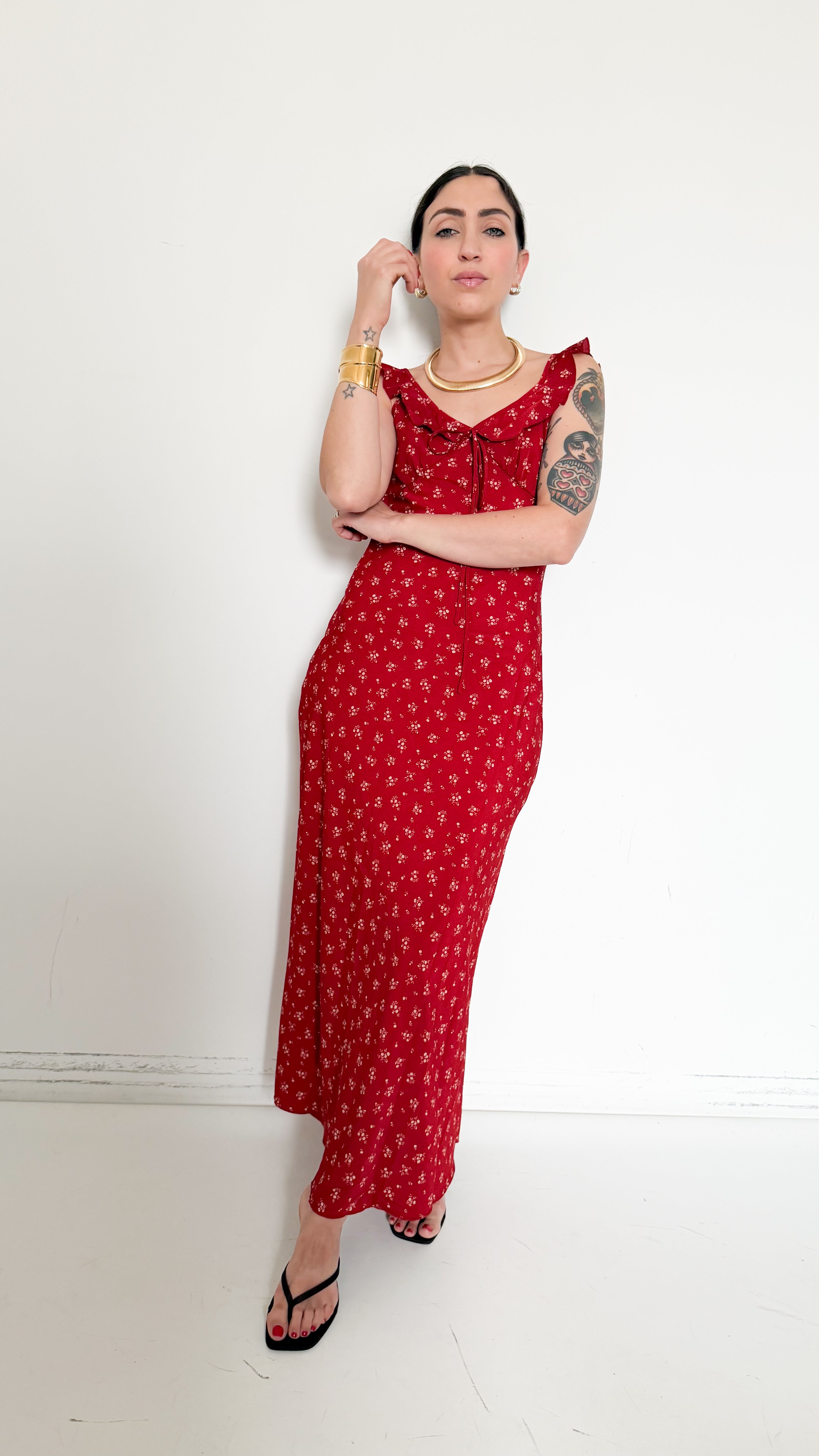 Vestito Rosso A Fantasia