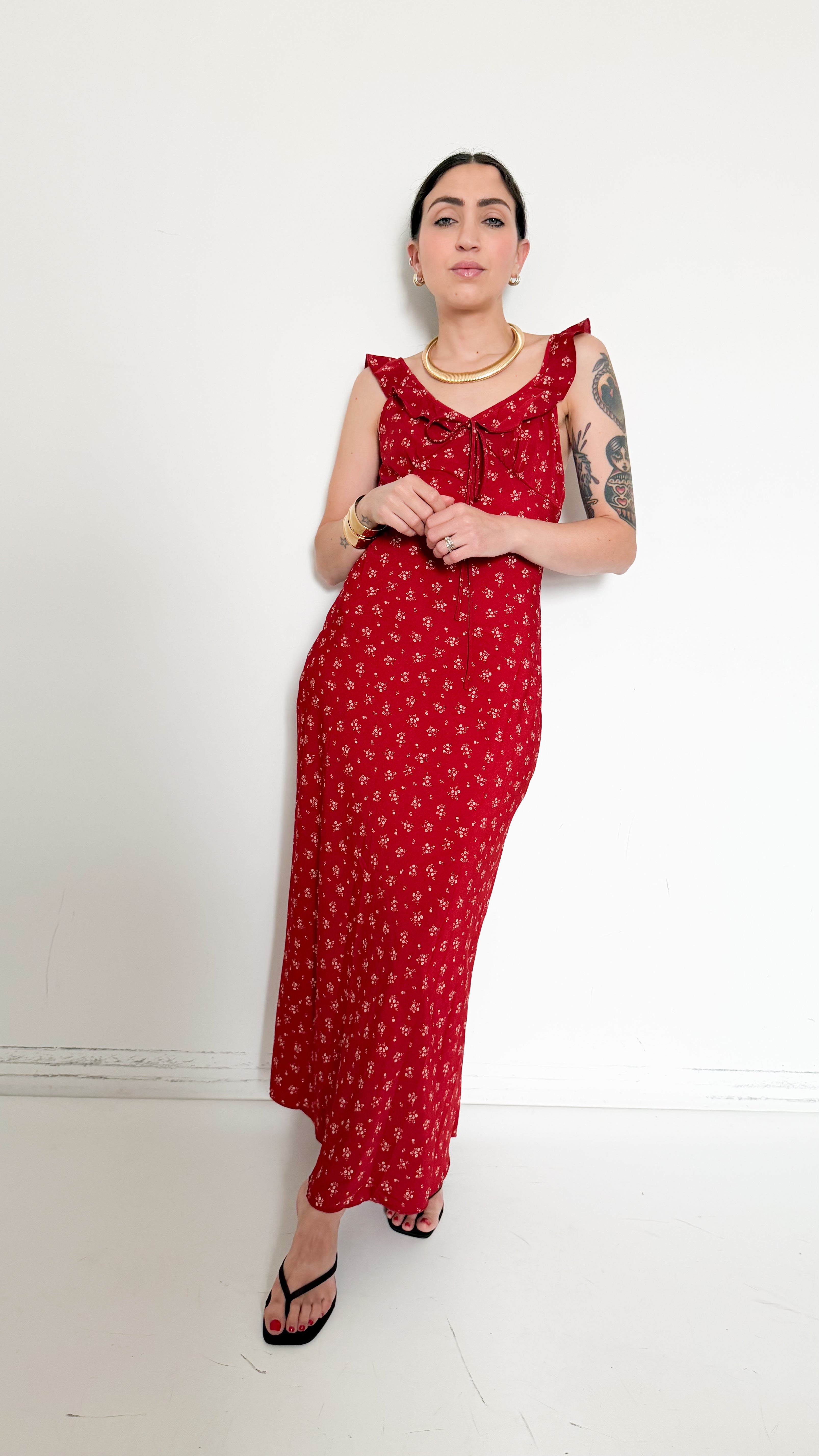 Vestito Rosso A Fantasia