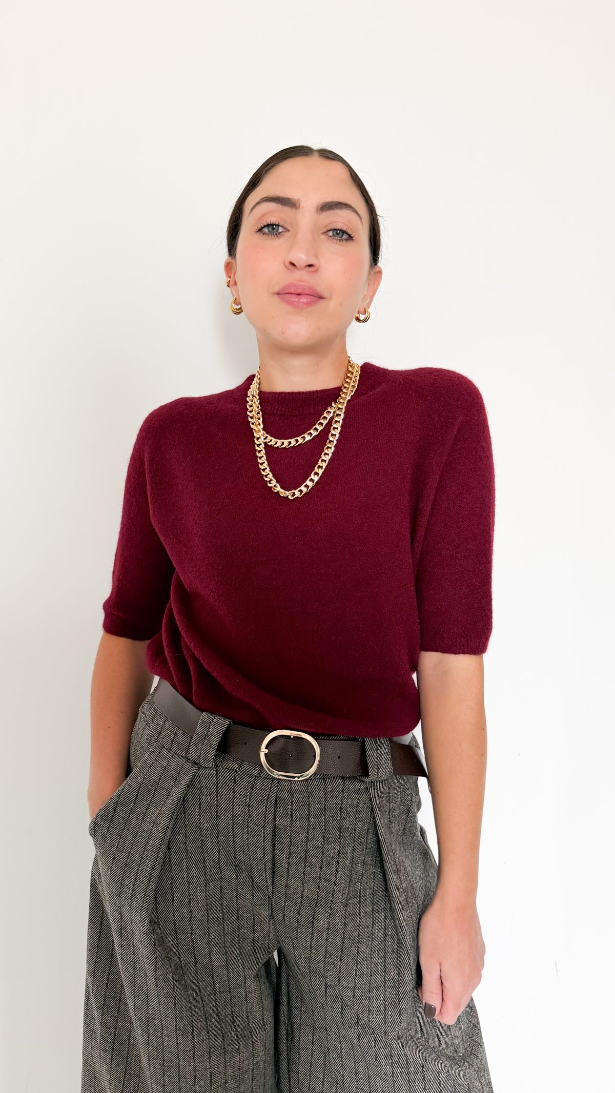 Pull Mezza Manica Bordeaux