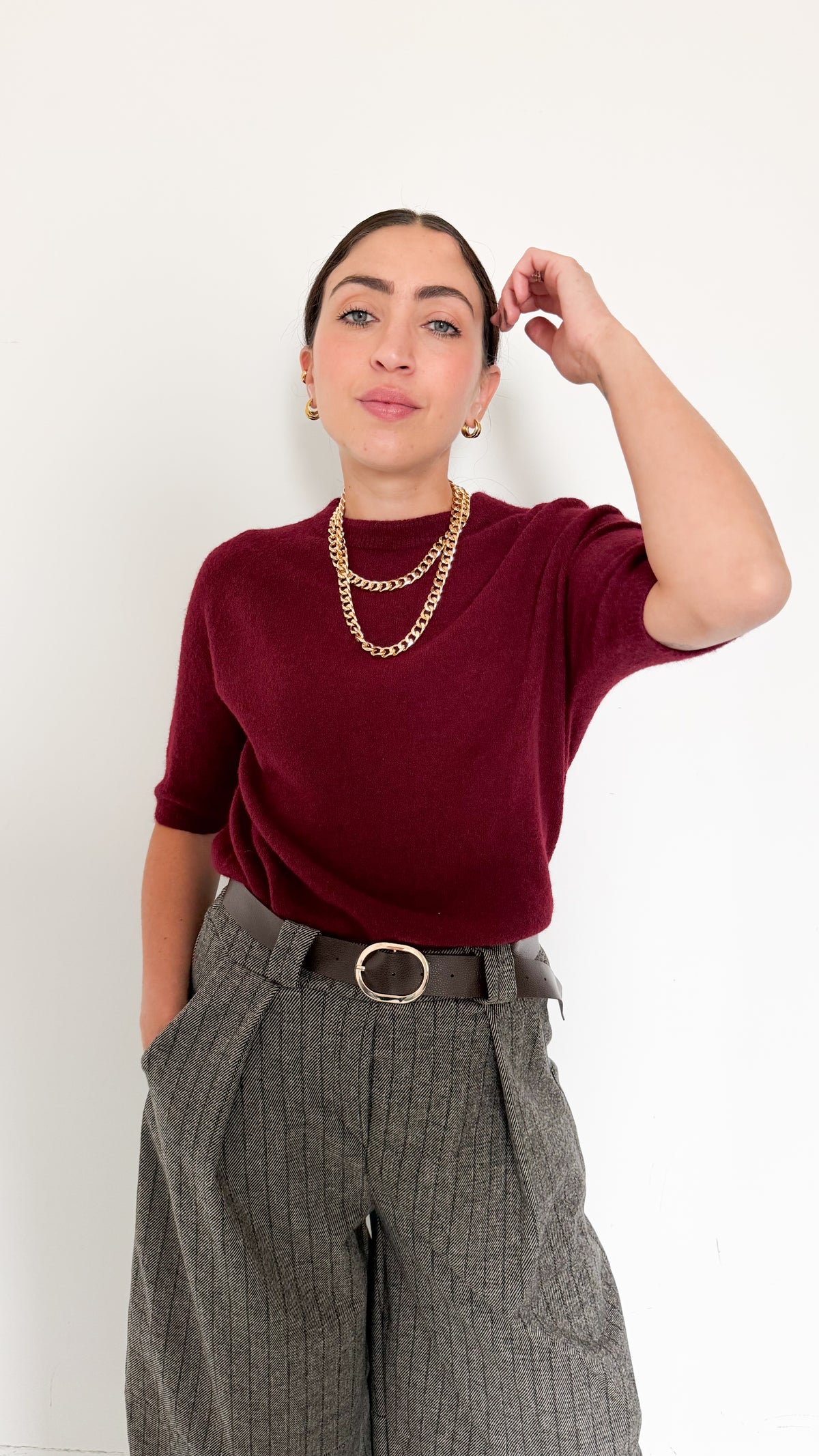 Pull Mezza Manica Bordeaux