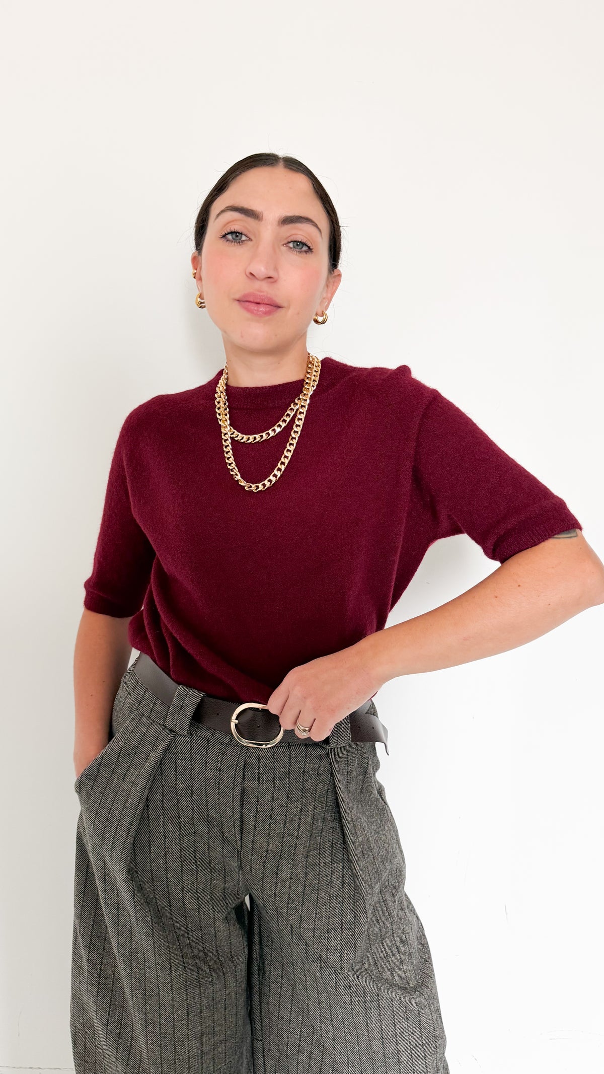 Pull Mezza Manica Bordeaux