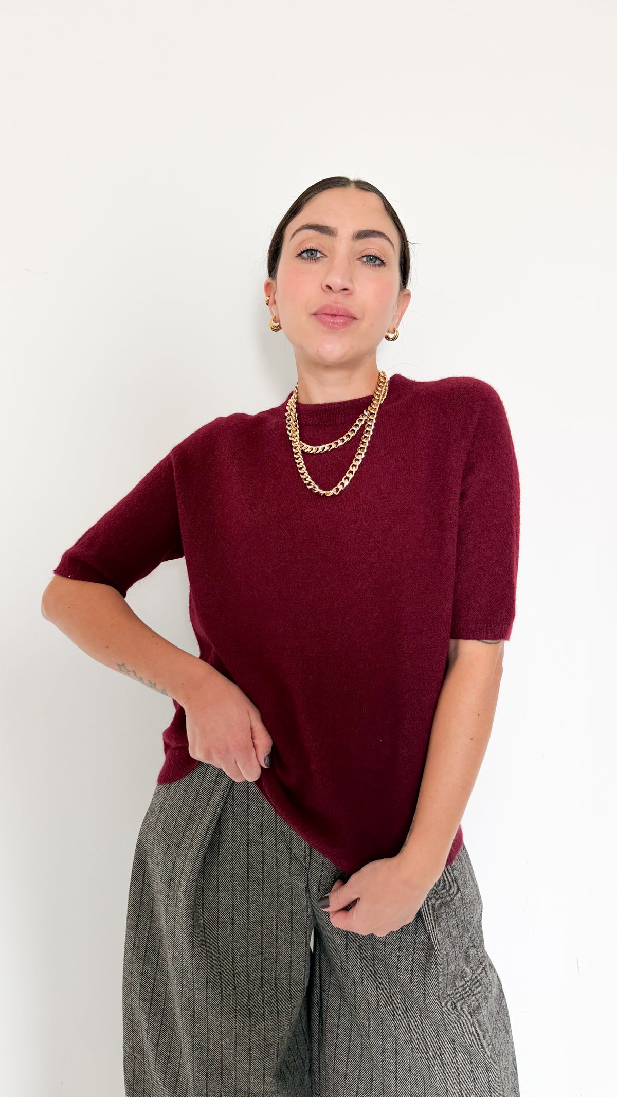 Pull Mezza Manica Bordeaux