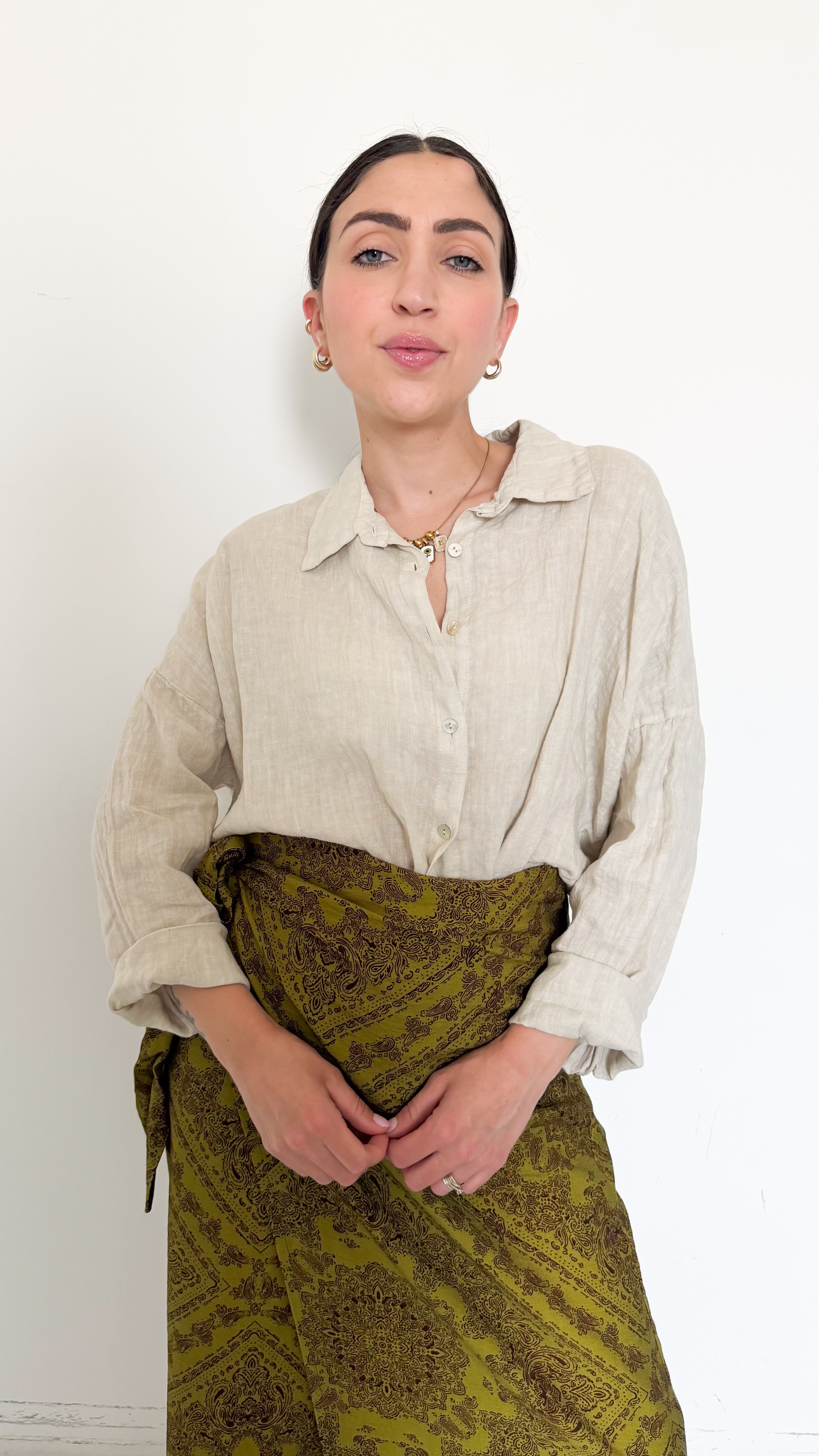 Camicia Beige In Lino