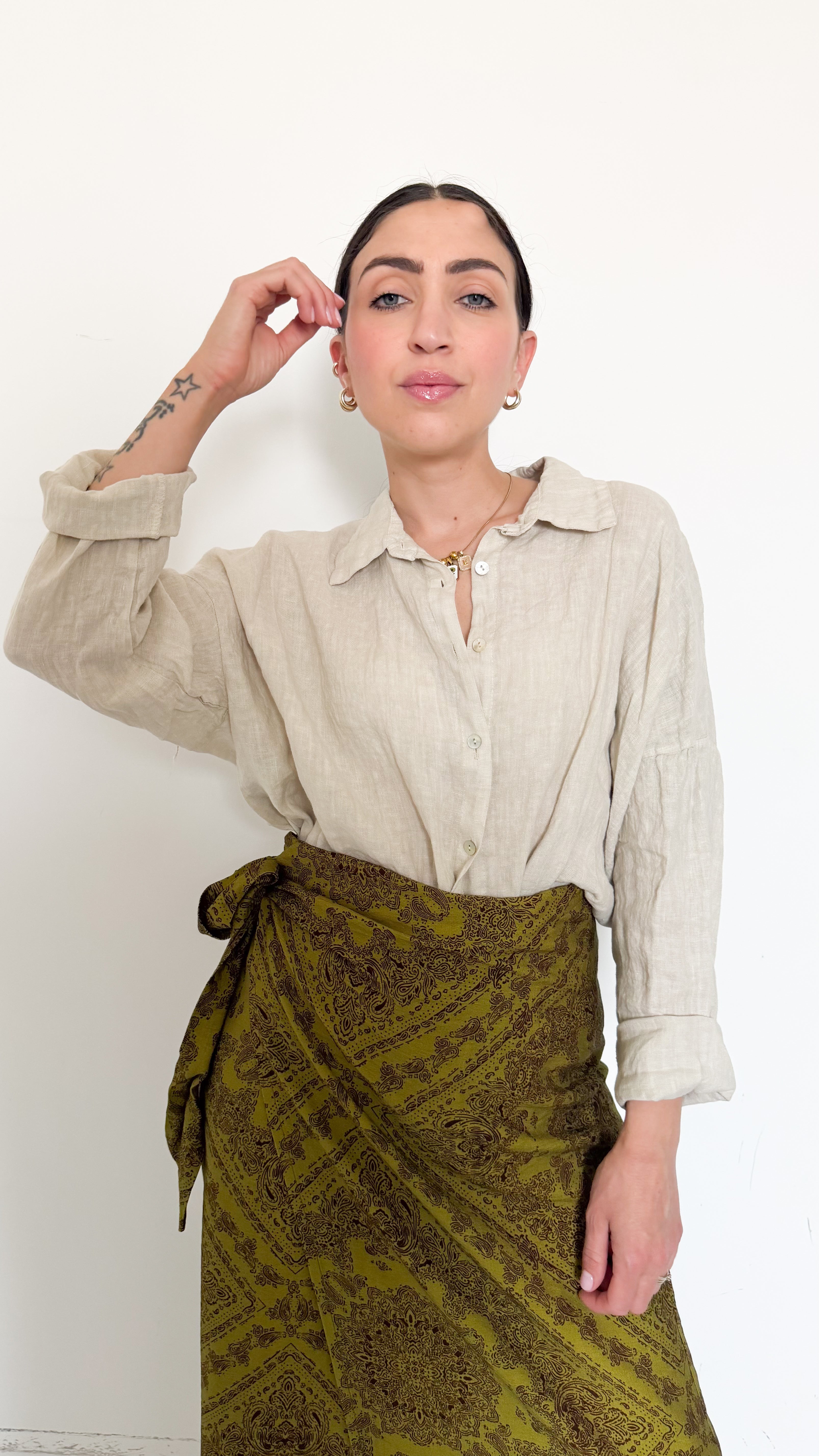Camicia Beige In Lino