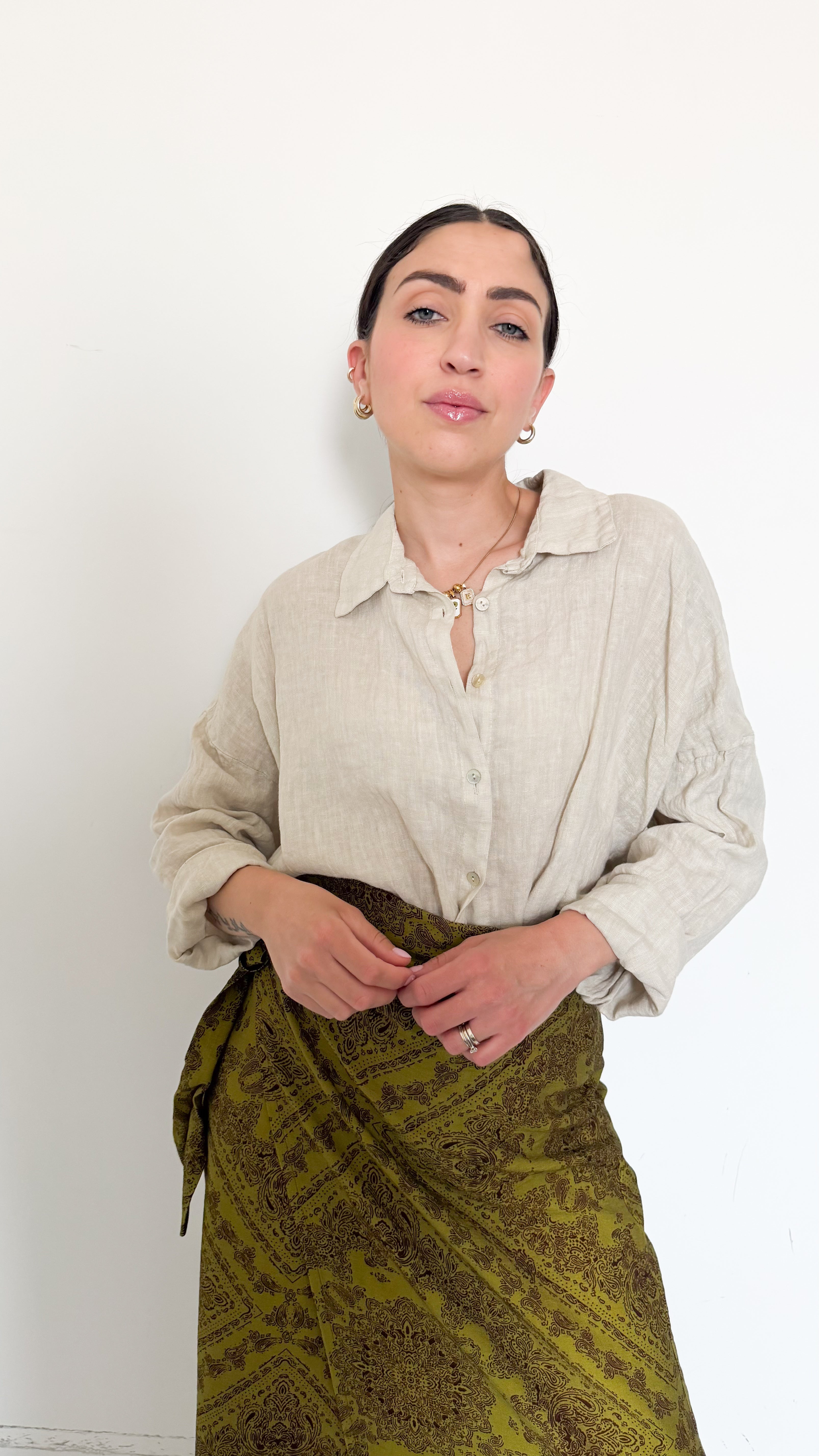Camicia Beige In Lino