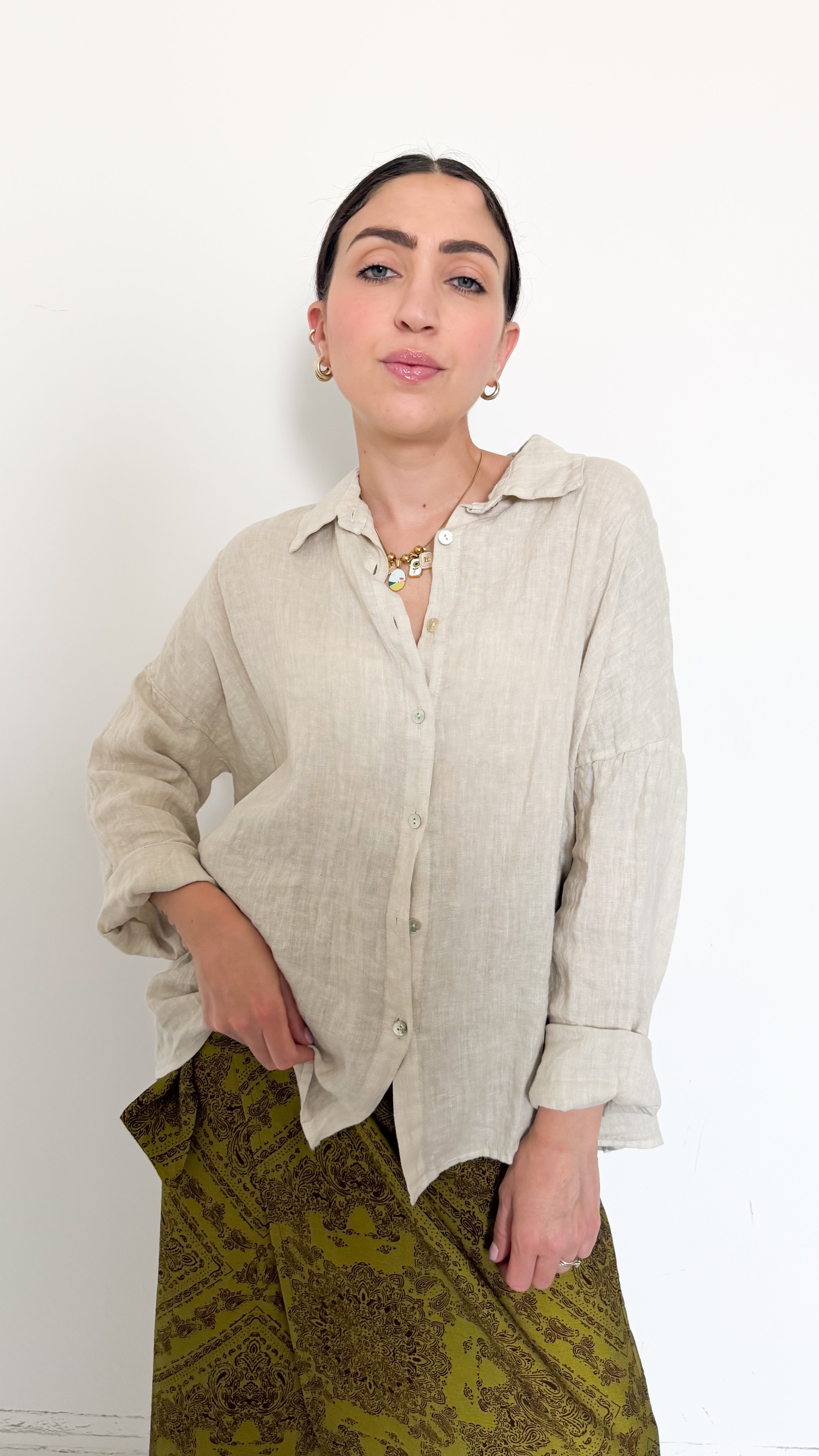 Camicia Beige In Lino