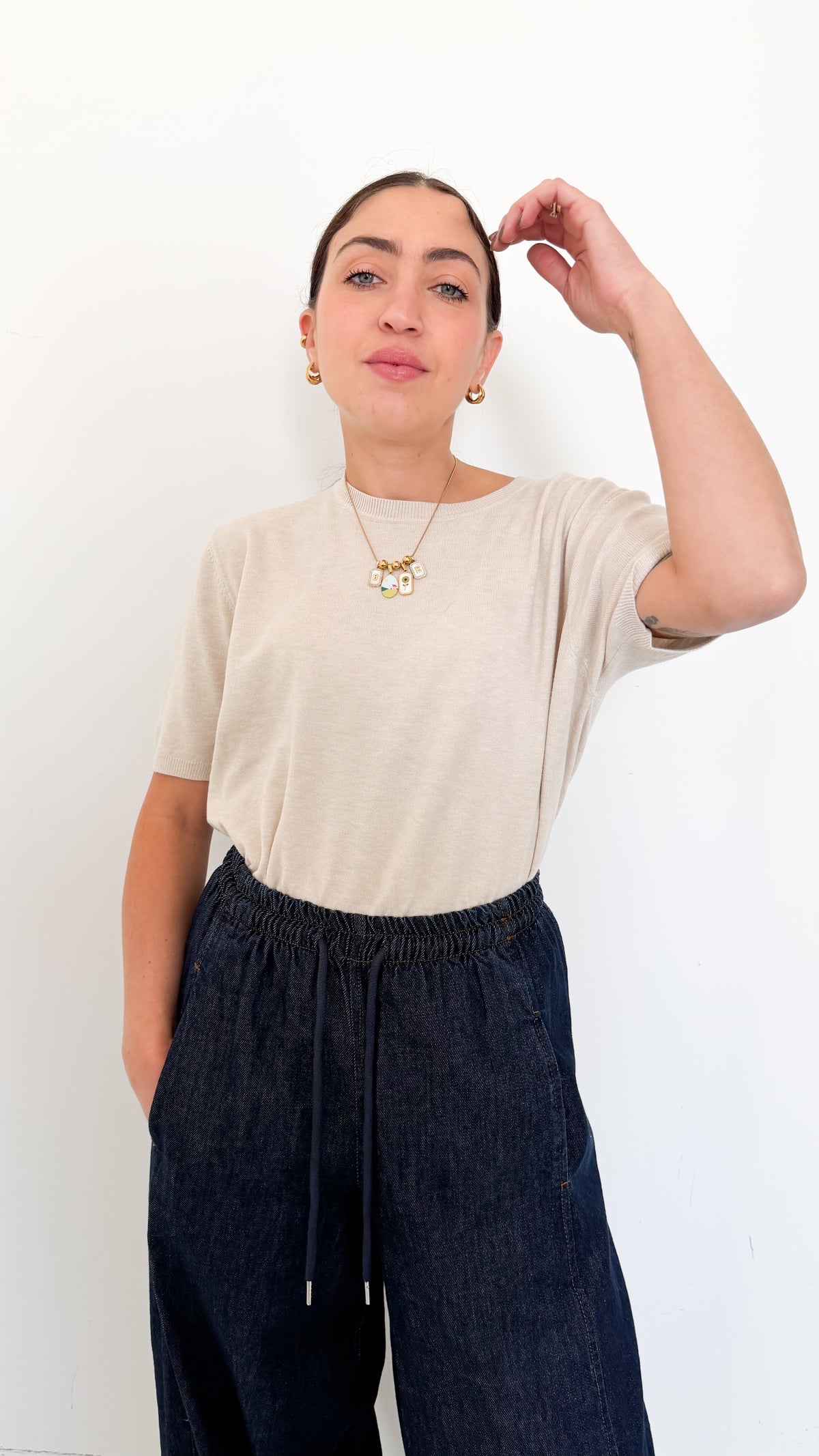Maglia Beige Mezza Manica