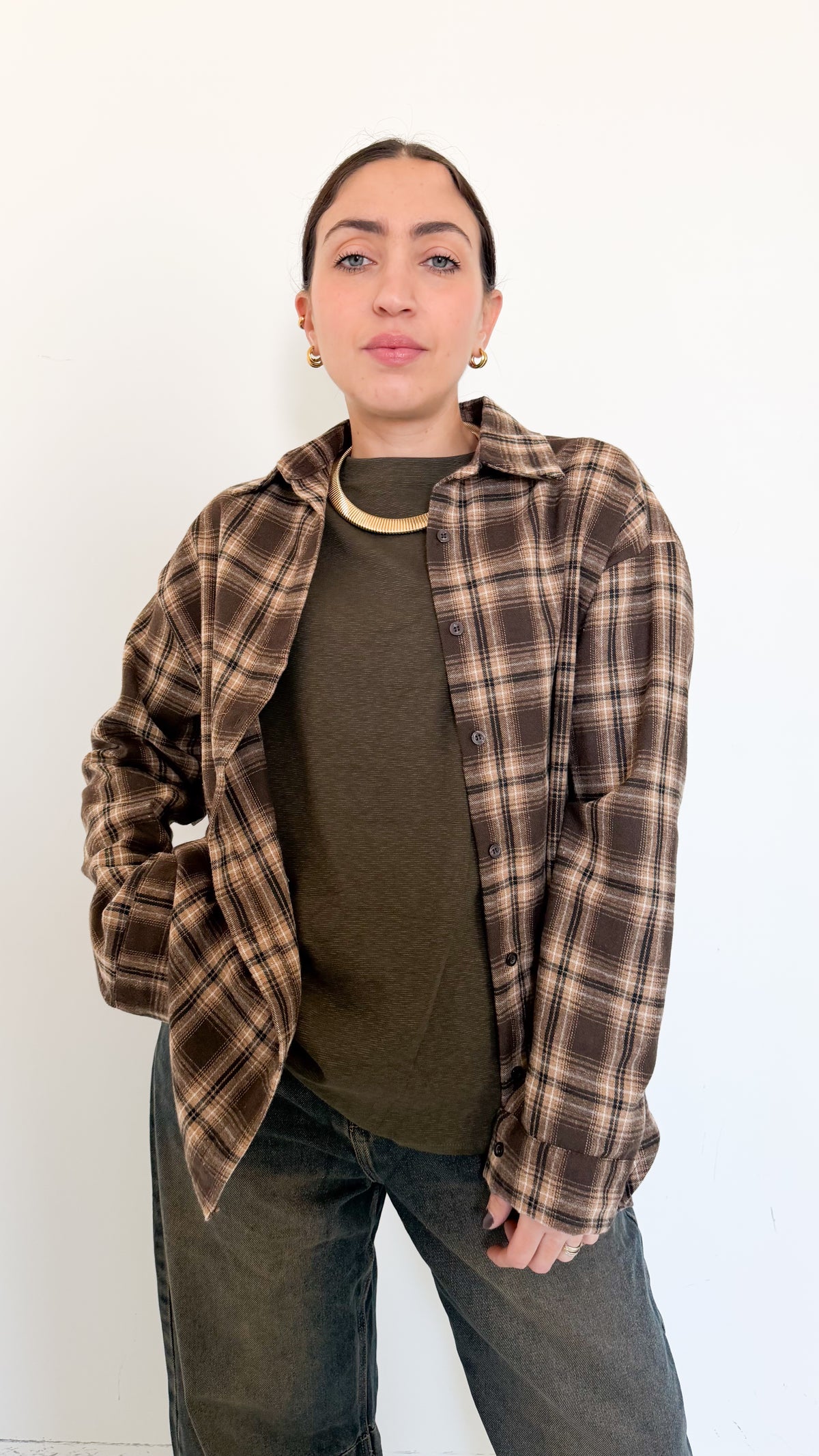 Camicia Marrone/Beige A Quadri