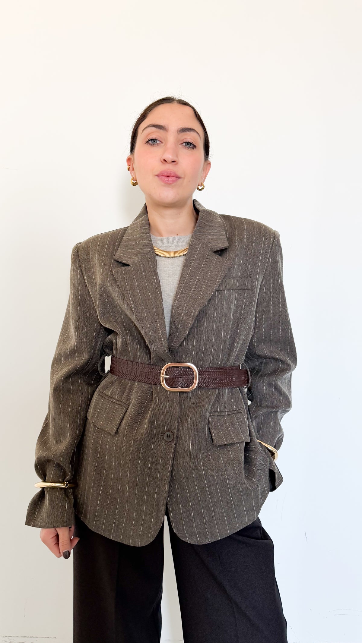 Blazer Gessato Taupe