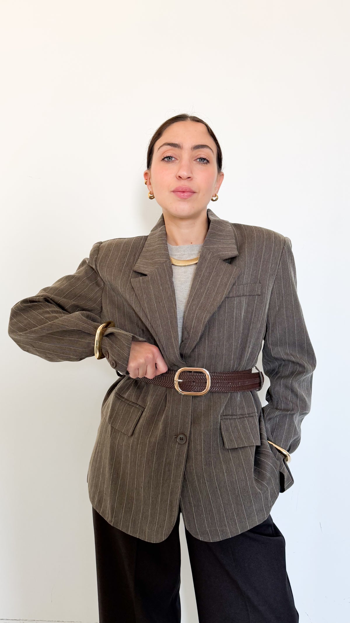 Blazer Gessato Taupe