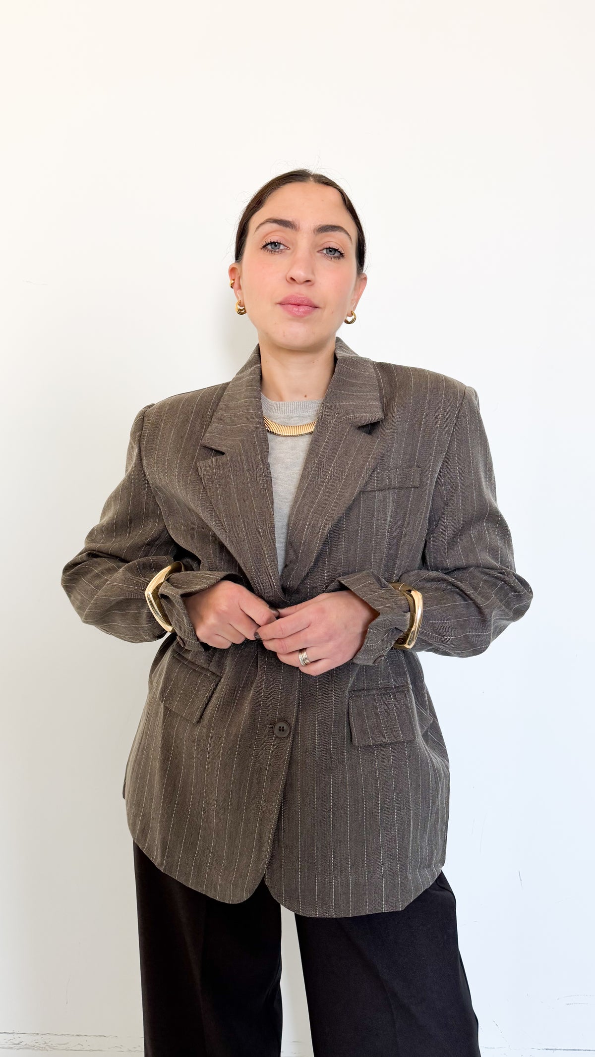 Blazer Gessato Taupe