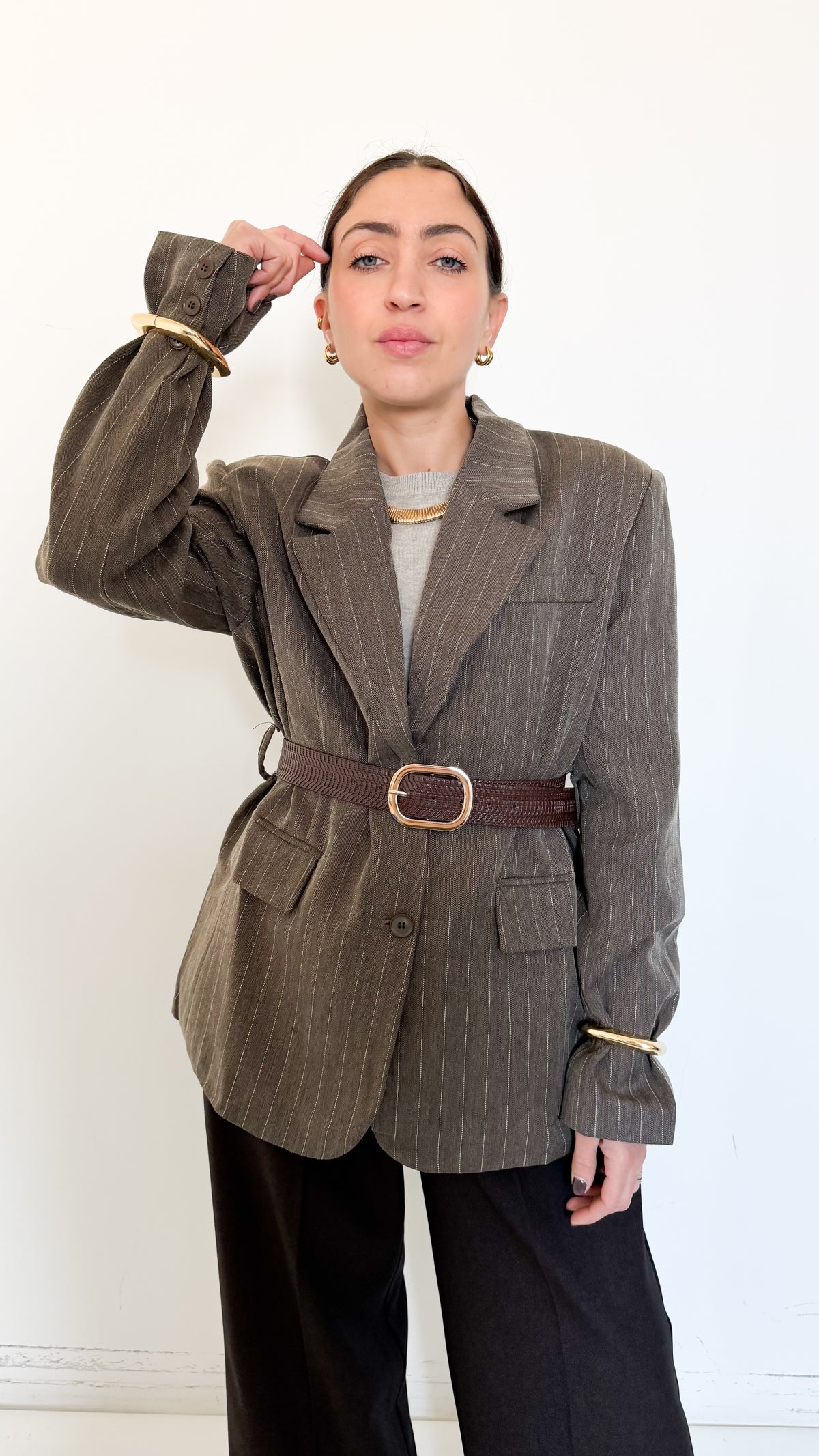 Blazer Gessato Taupe