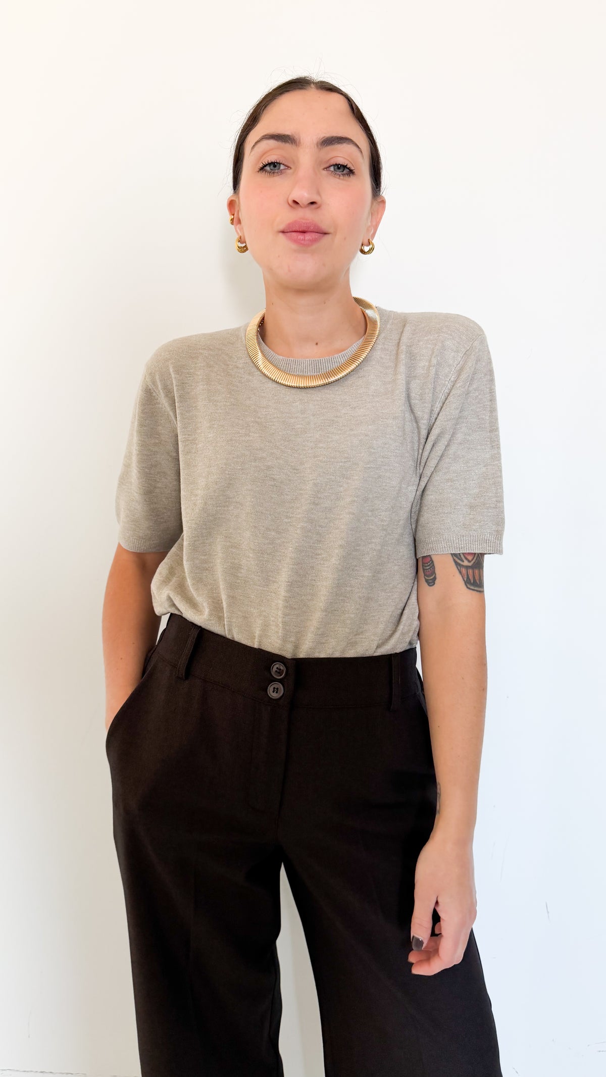 Maglia Taupe Mezza Manica