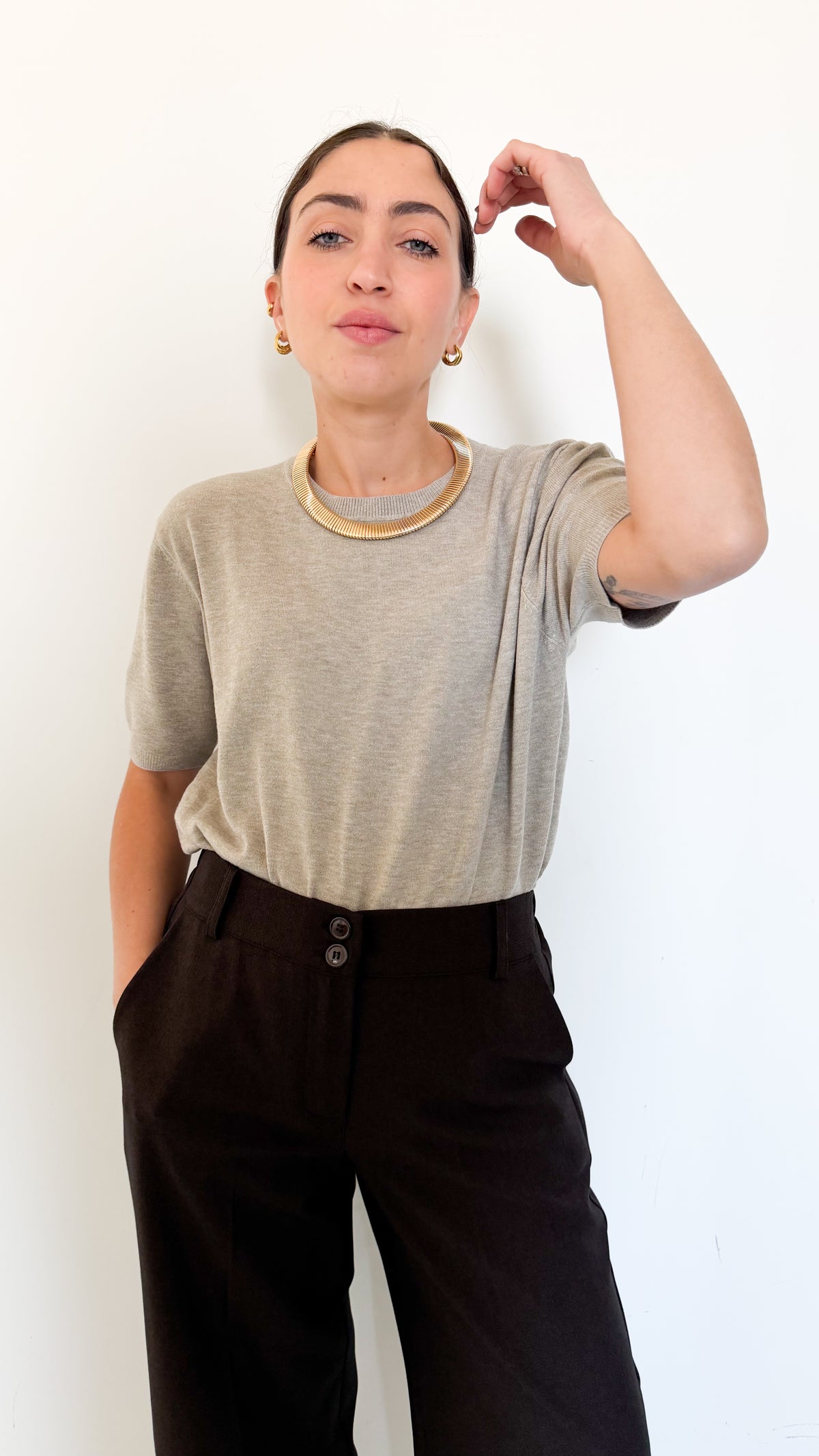 Maglia Taupe Mezza Manica