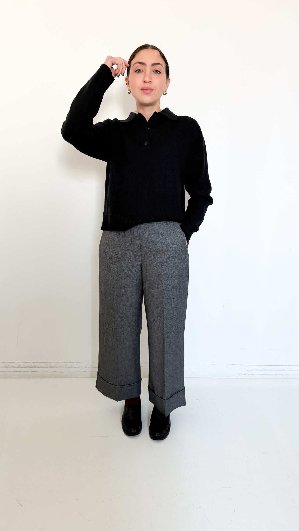 Pantaloni Grigi Con Risvolto