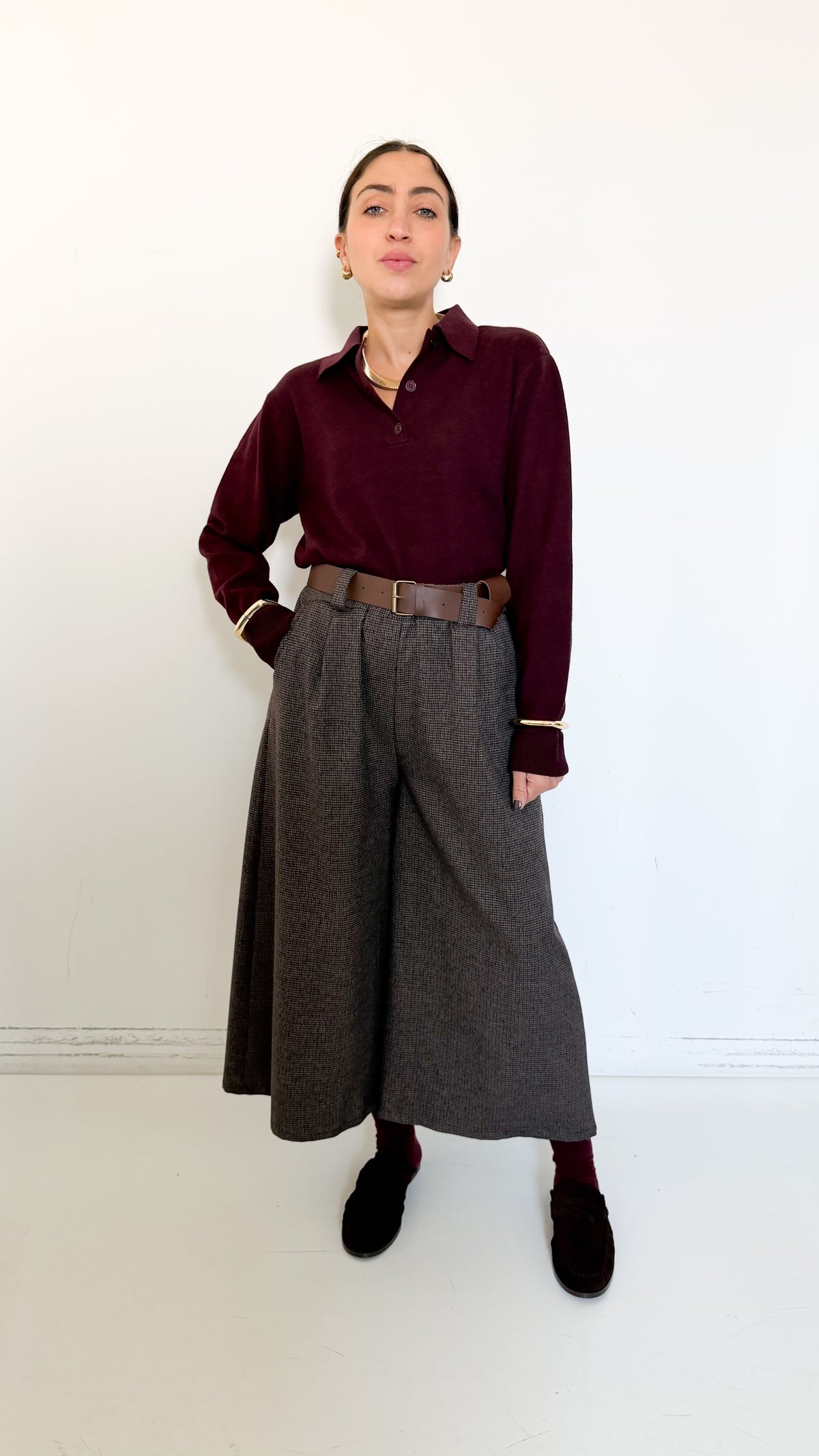 Pantaloni Culotte Pied de Poule