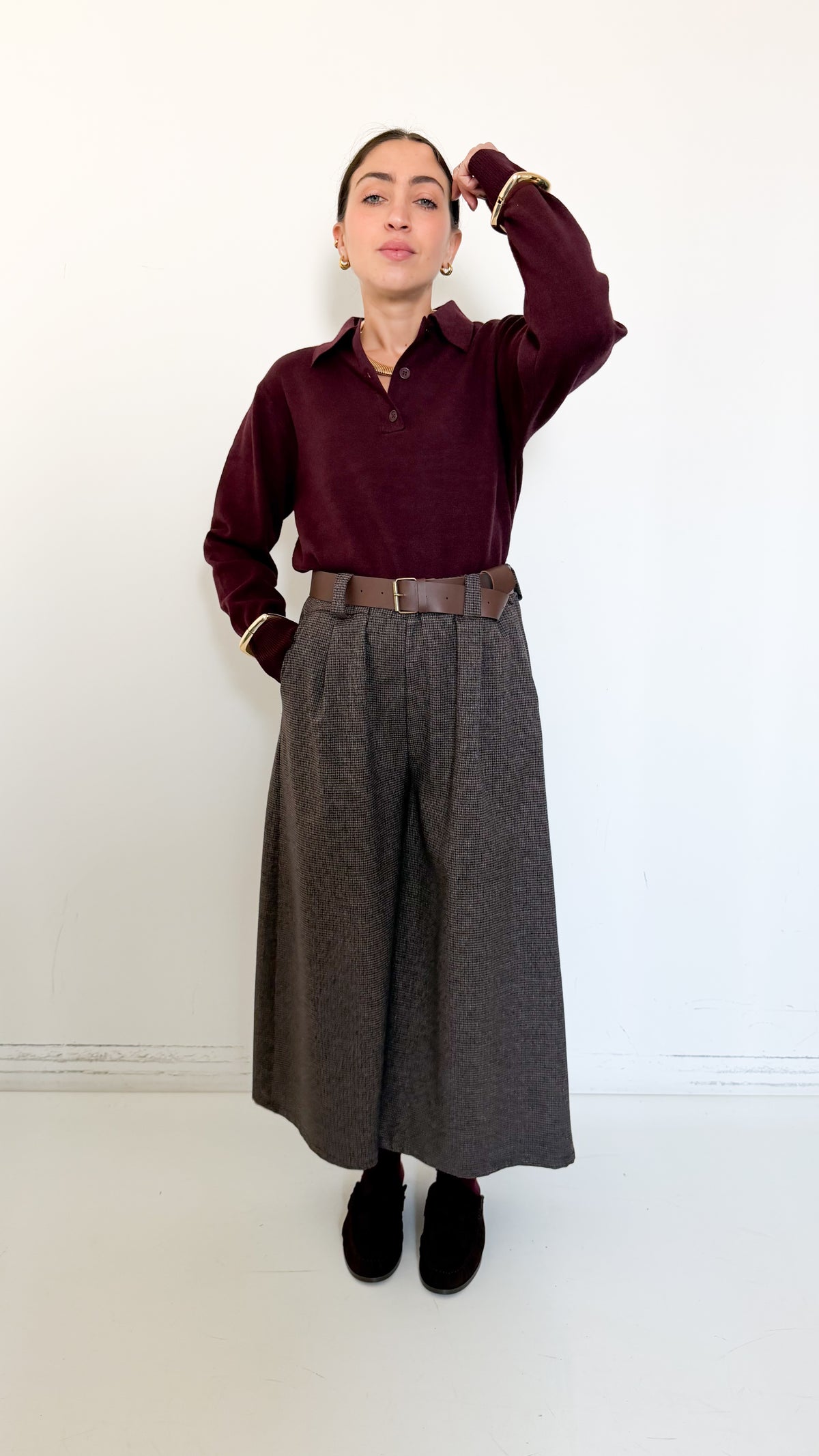 Pantaloni Culotte Pied de Poule