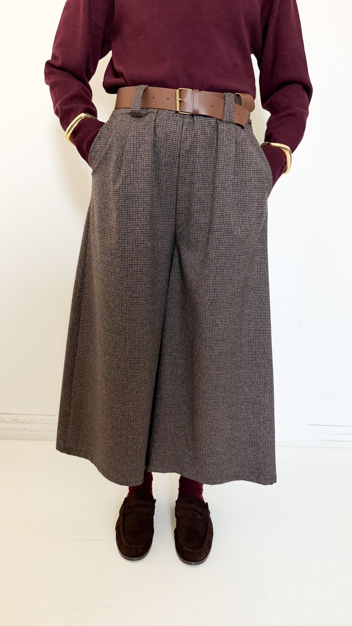 Pantaloni Culotte Pied de Poule