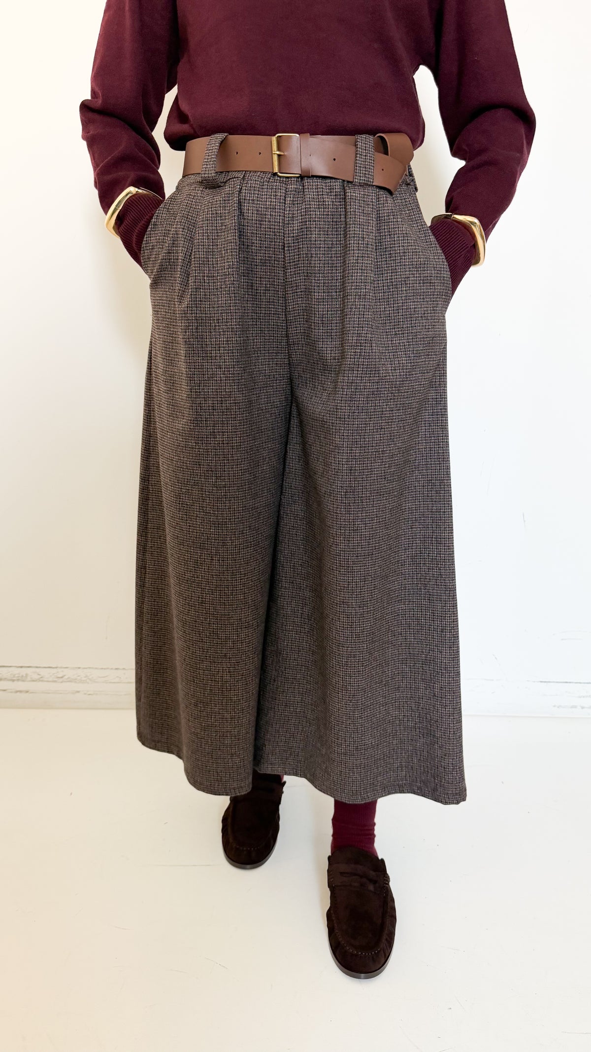 Pantaloni Culotte Pied de Poule