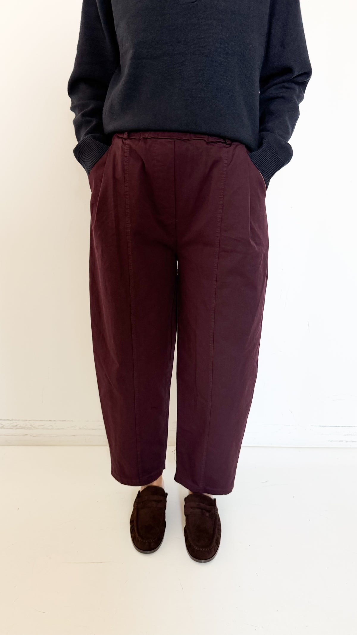 Pantaloni Borgogna In Cotone