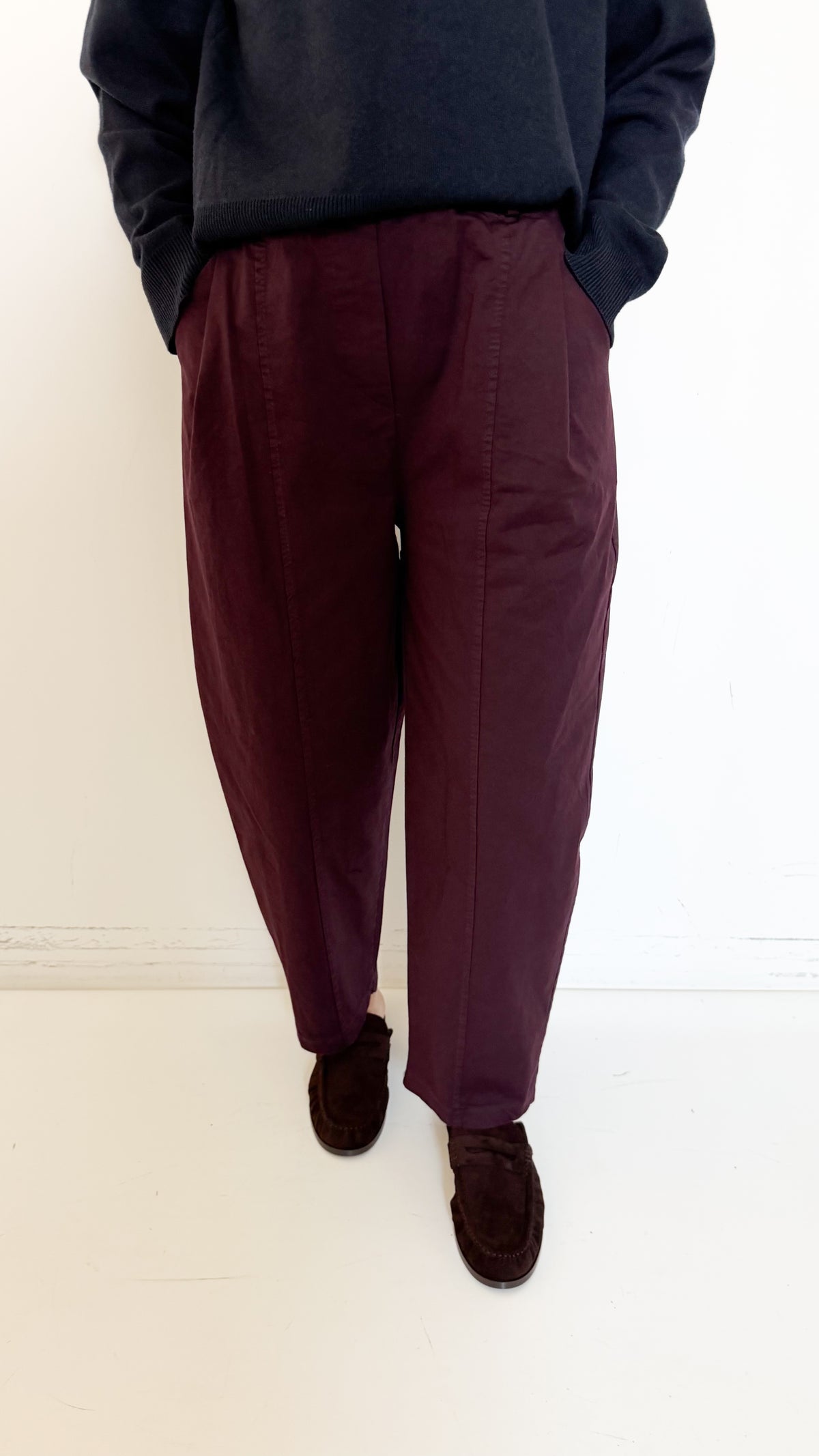Pantaloni Borgogna In Cotone