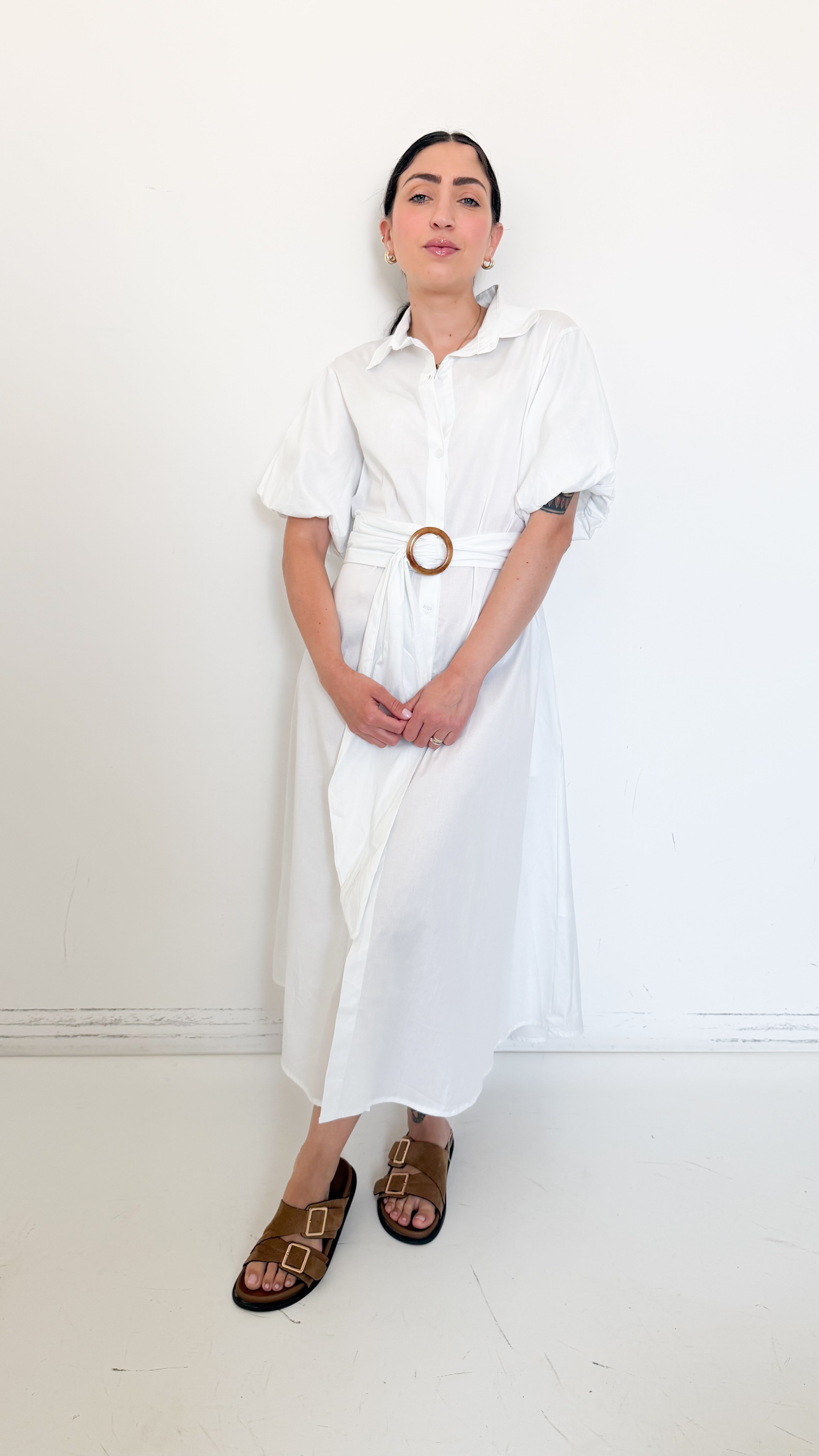 Chemisier Bianco In Cotone