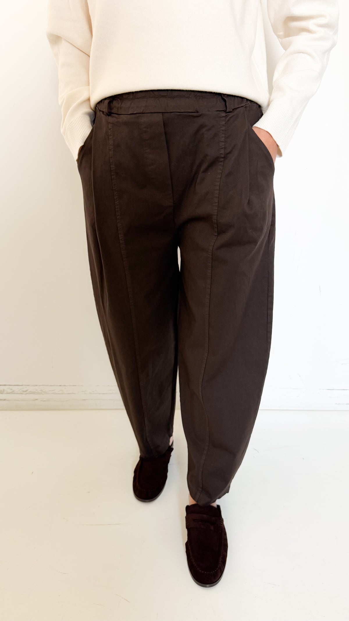 Pantaloni Marroni In Cotone
