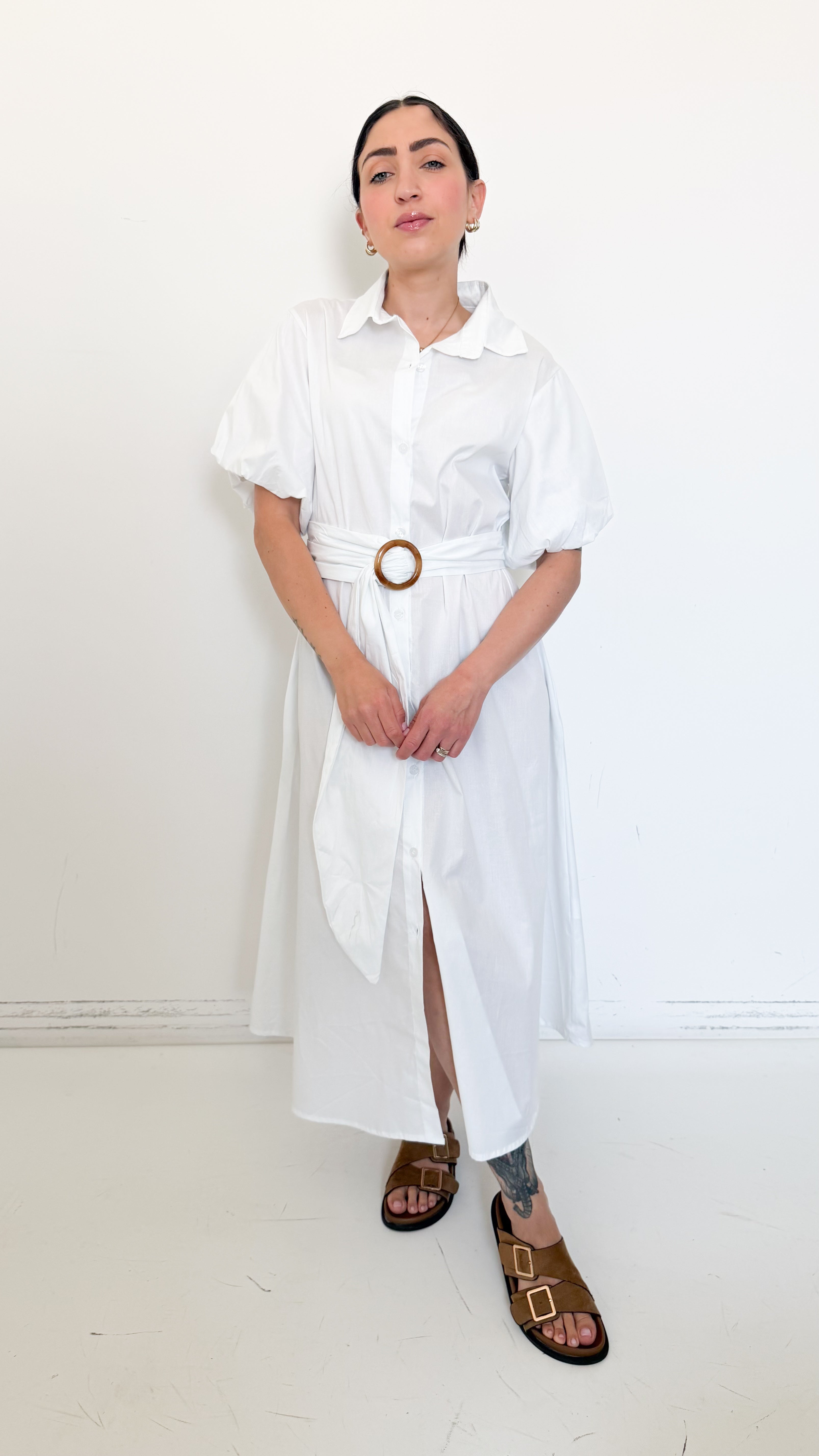 Chemisier Bianco In Cotone