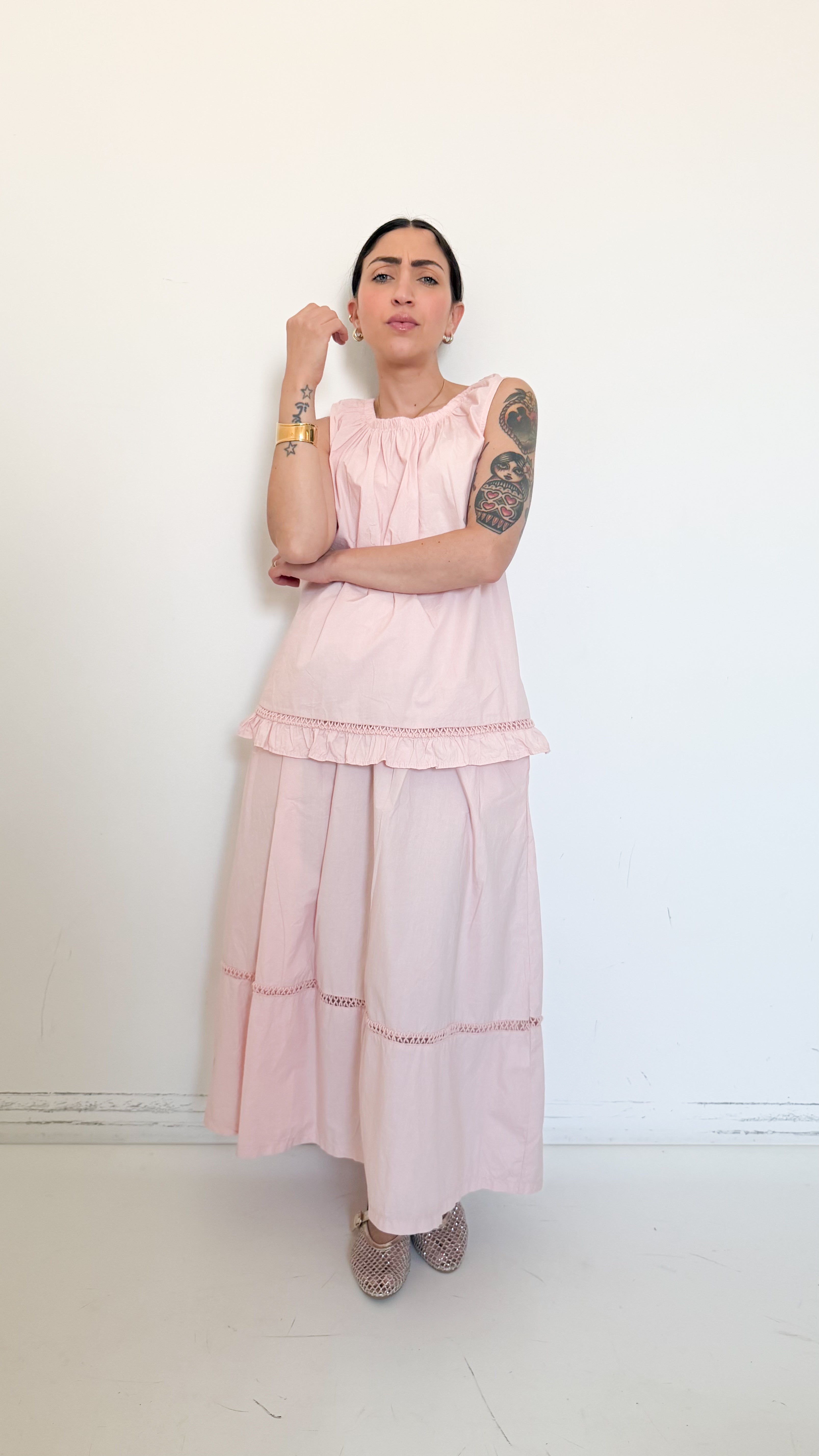 Coordinato Rosa Con Gonna